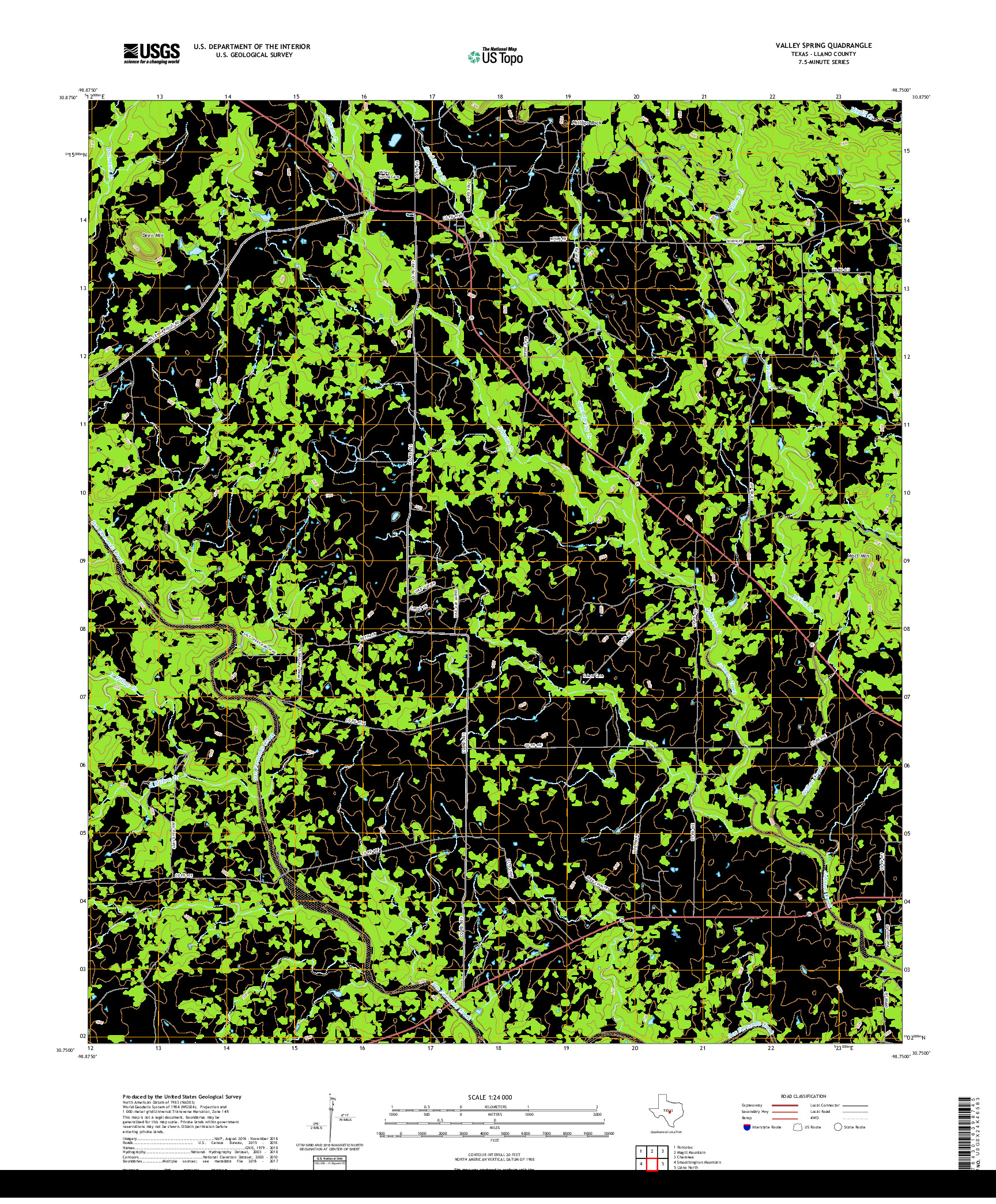 USGS US TOPO 7.5-MINUTE MAP FOR VALLEY SPRING, TX 2019