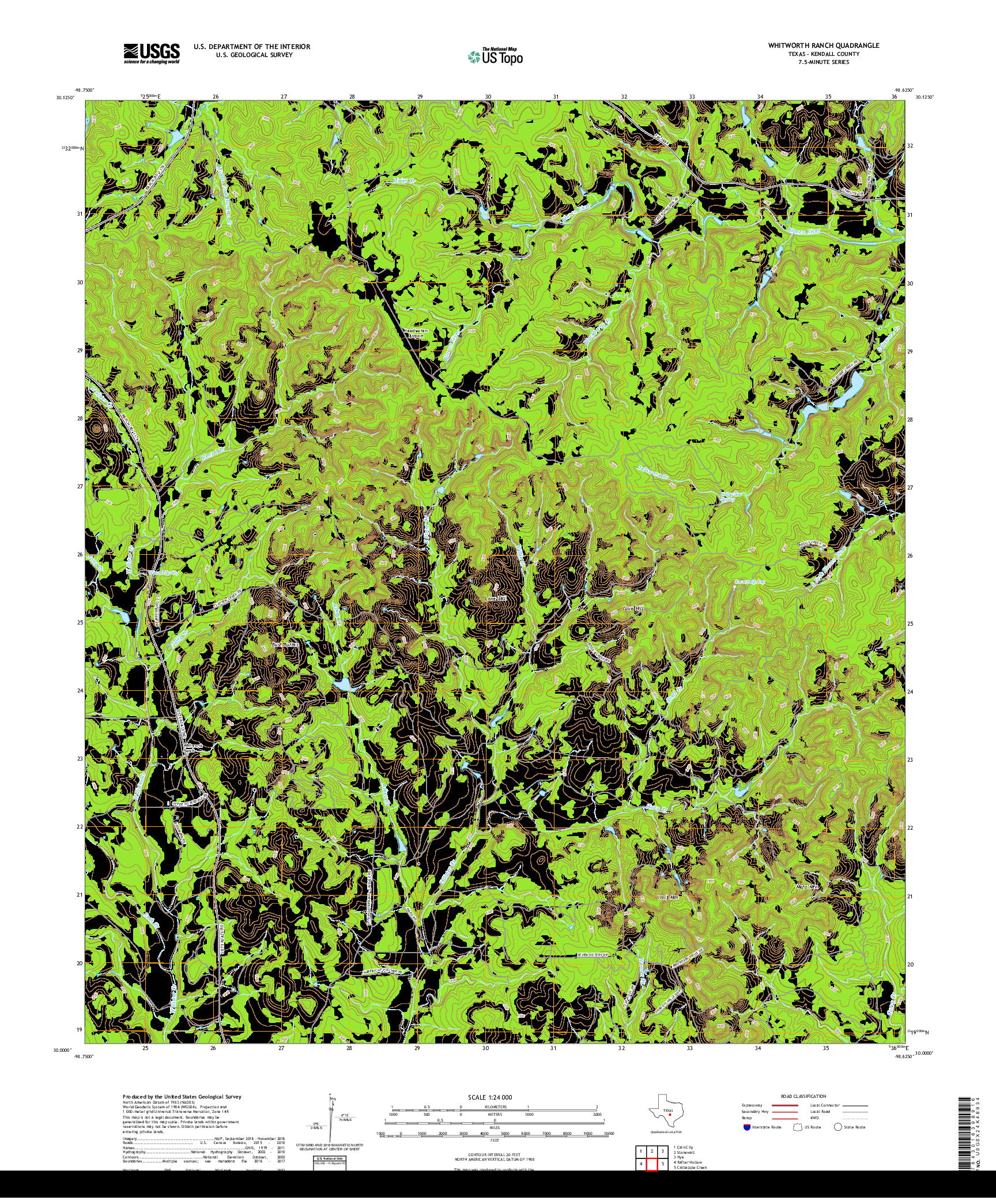 USGS US TOPO 7.5-MINUTE MAP FOR WHITWORTH RANCH, TX 2019