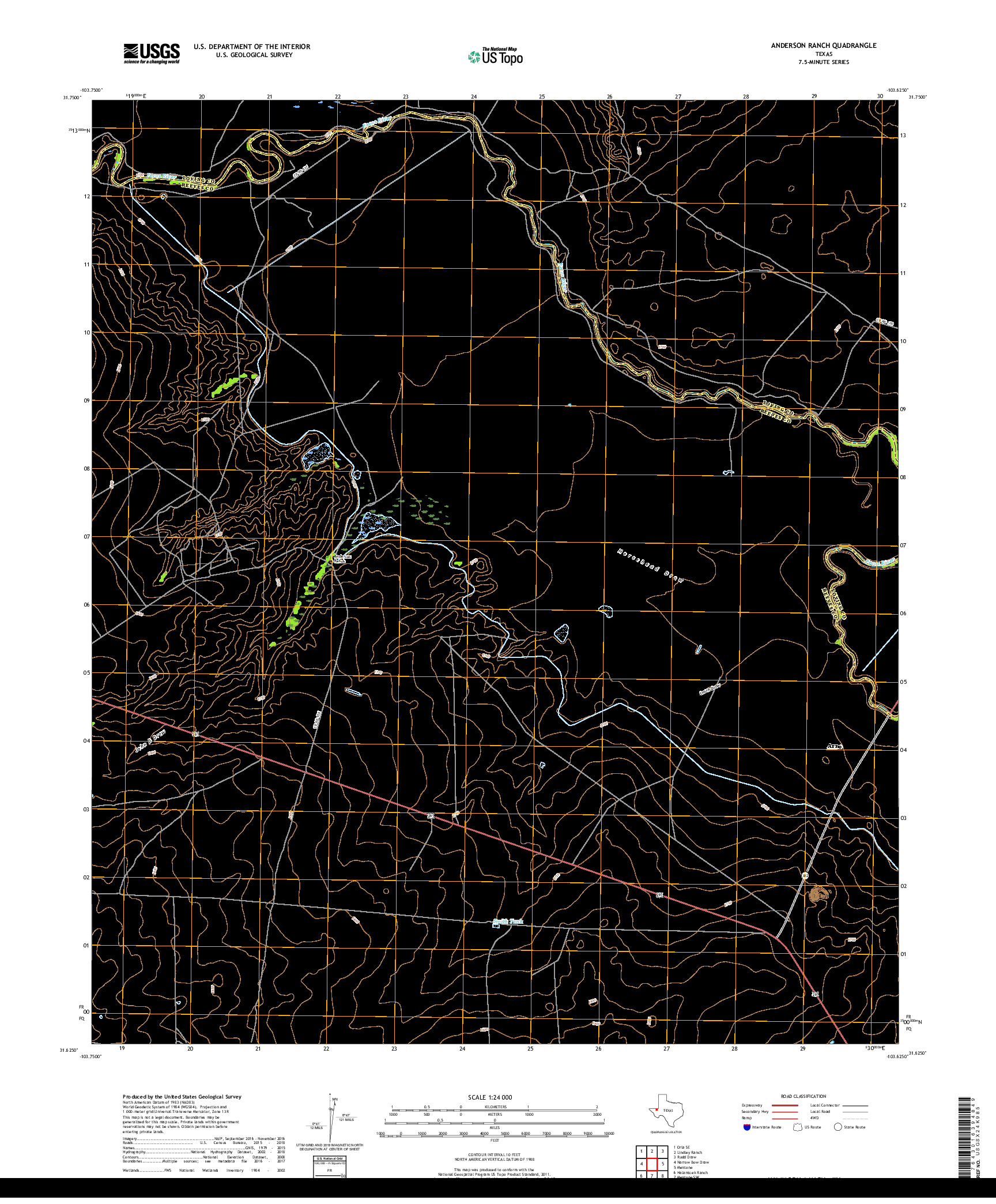 USGS US TOPO 7.5-MINUTE MAP FOR ANDERSON RANCH, TX 2019