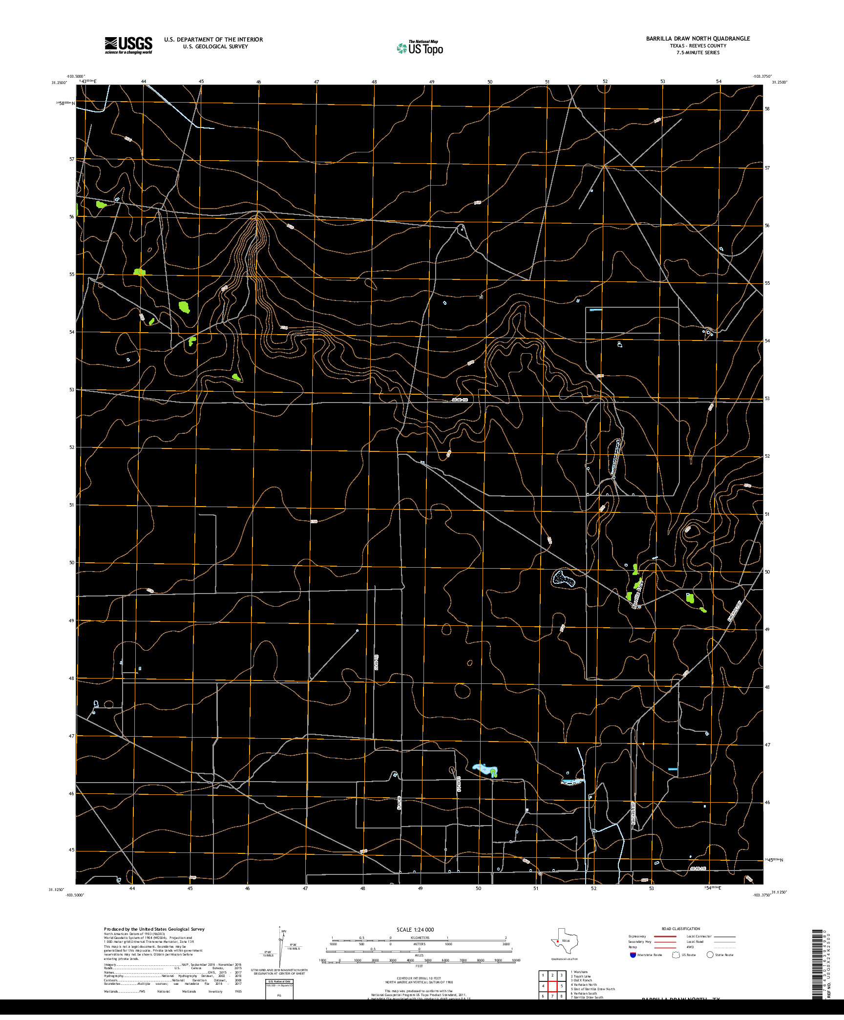 USGS US TOPO 7.5-MINUTE MAP FOR BARRILLA DRAW NORTH, TX 2019