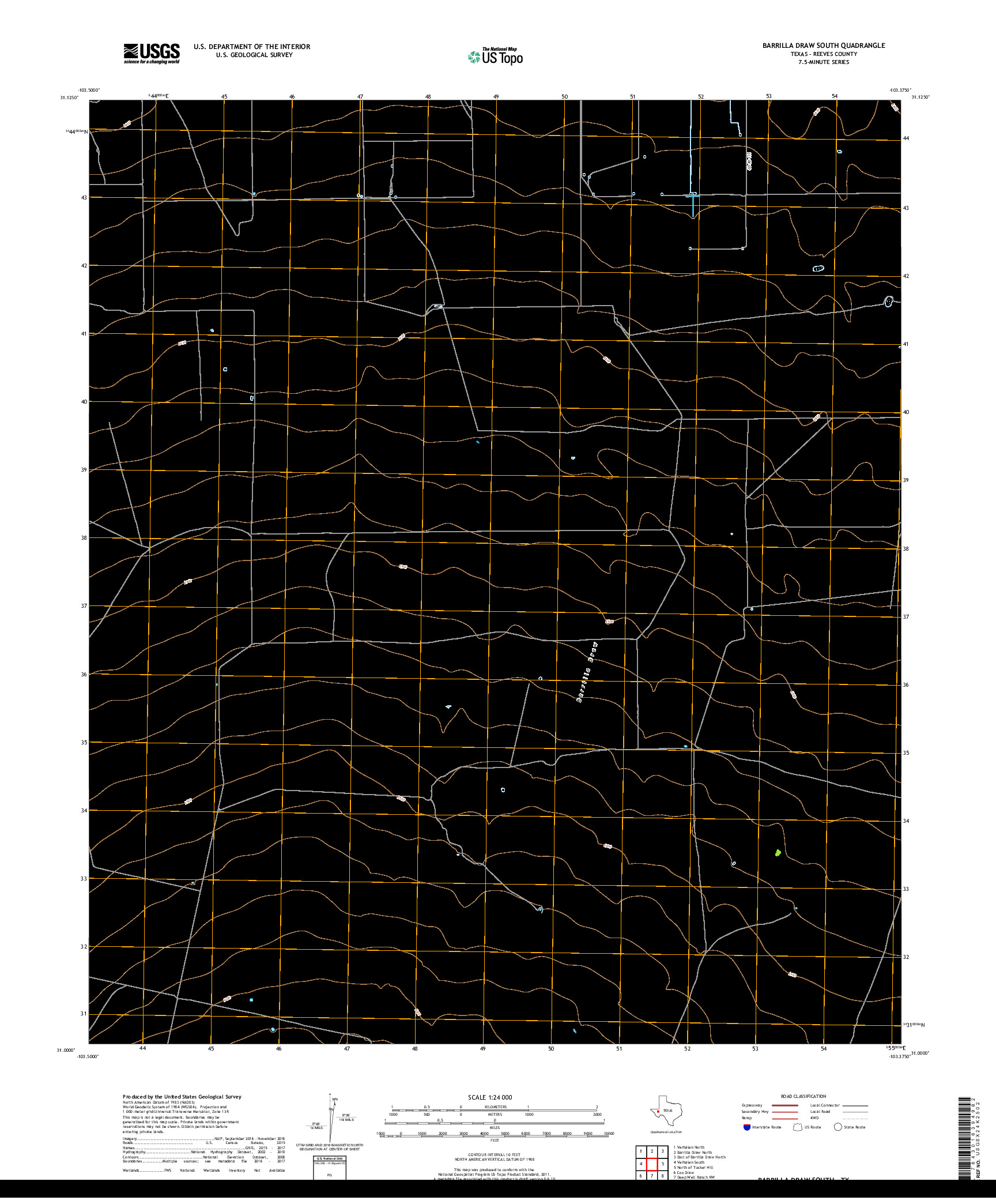 USGS US TOPO 7.5-MINUTE MAP FOR BARRILLA DRAW SOUTH, TX 2019
