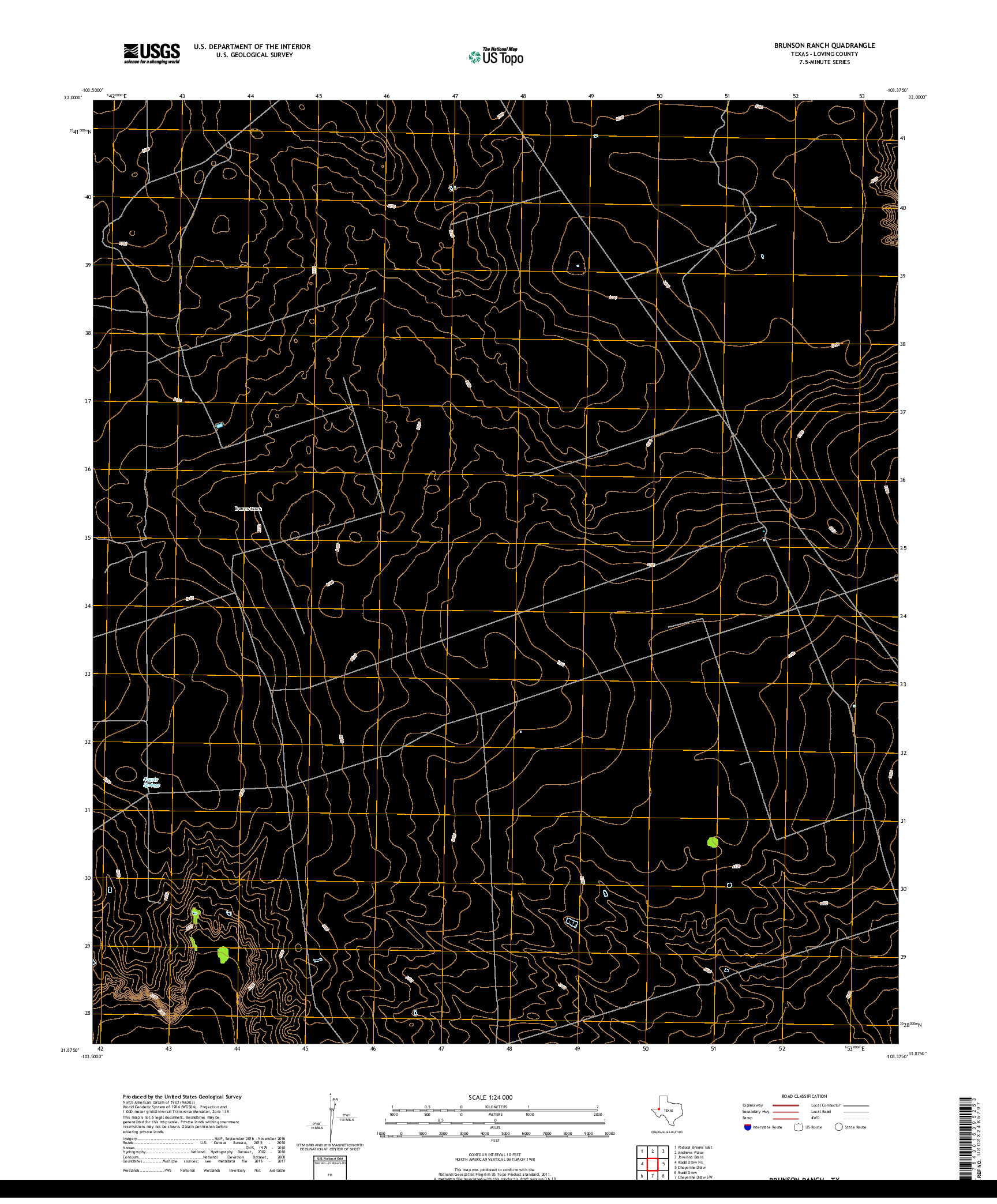 USGS US TOPO 7.5-MINUTE MAP FOR BRUNSON RANCH, TX 2019