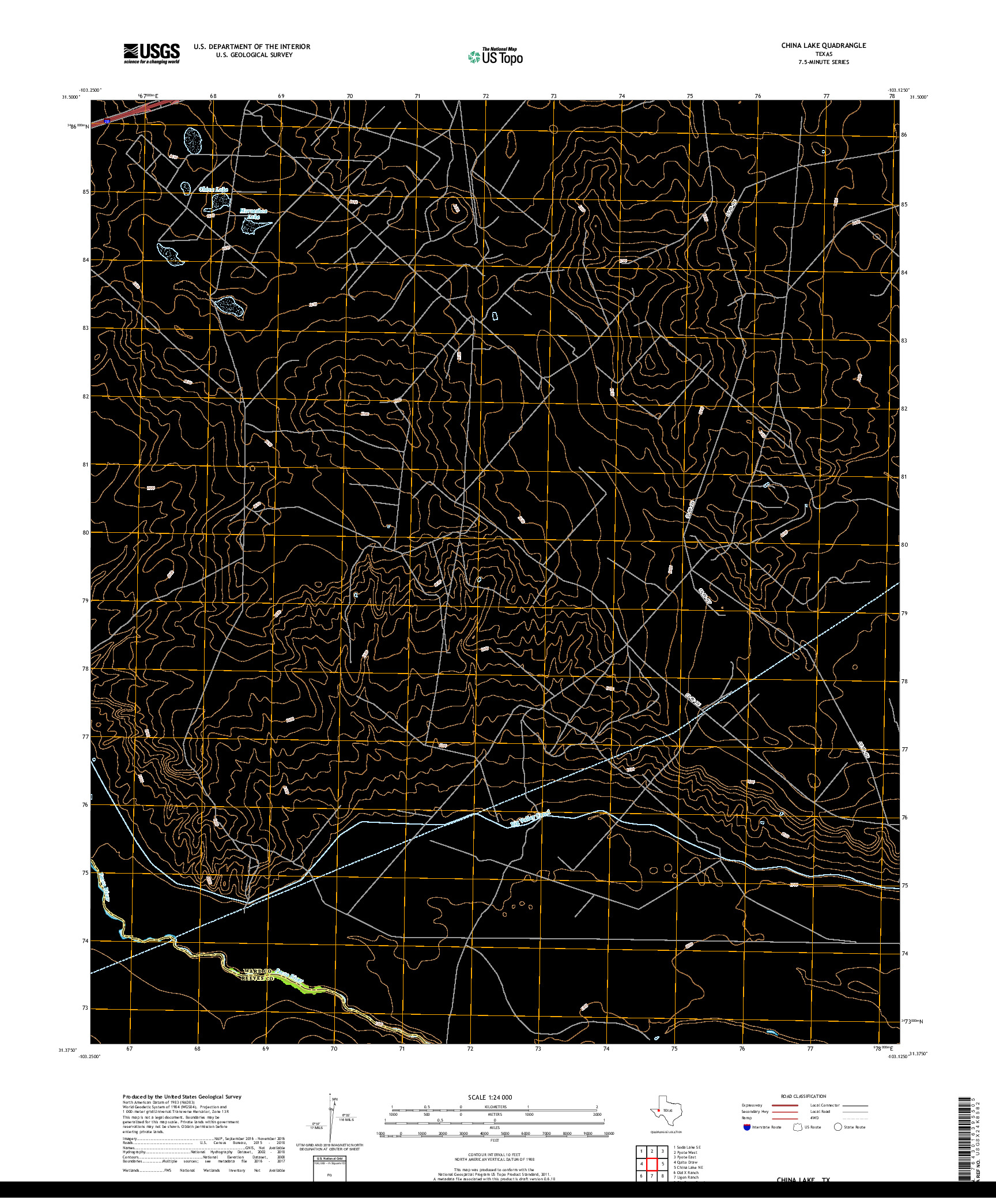 USGS US TOPO 7.5-MINUTE MAP FOR CHINA LAKE, TX 2019