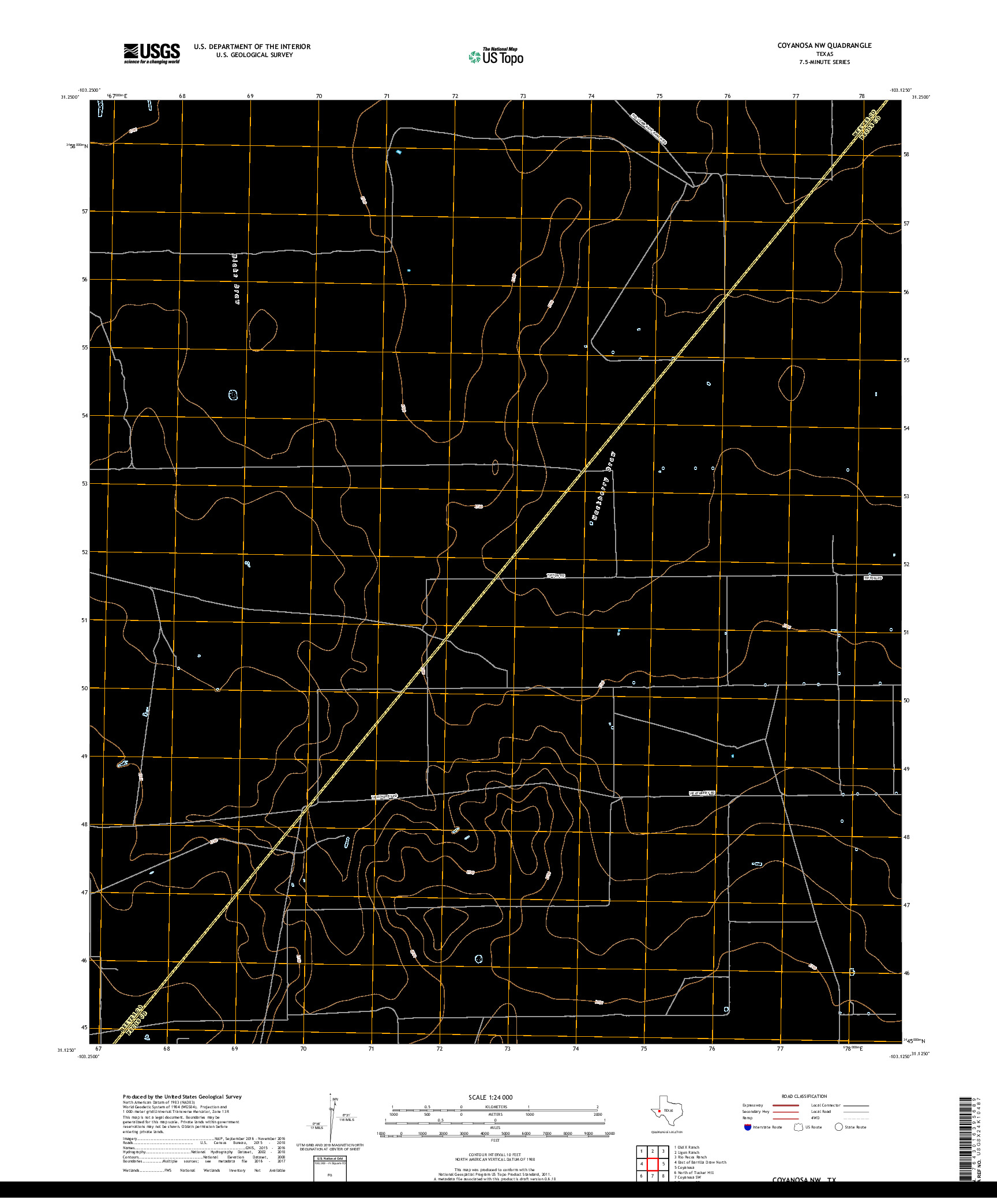 USGS US TOPO 7.5-MINUTE MAP FOR COYANOSA NW, TX 2019