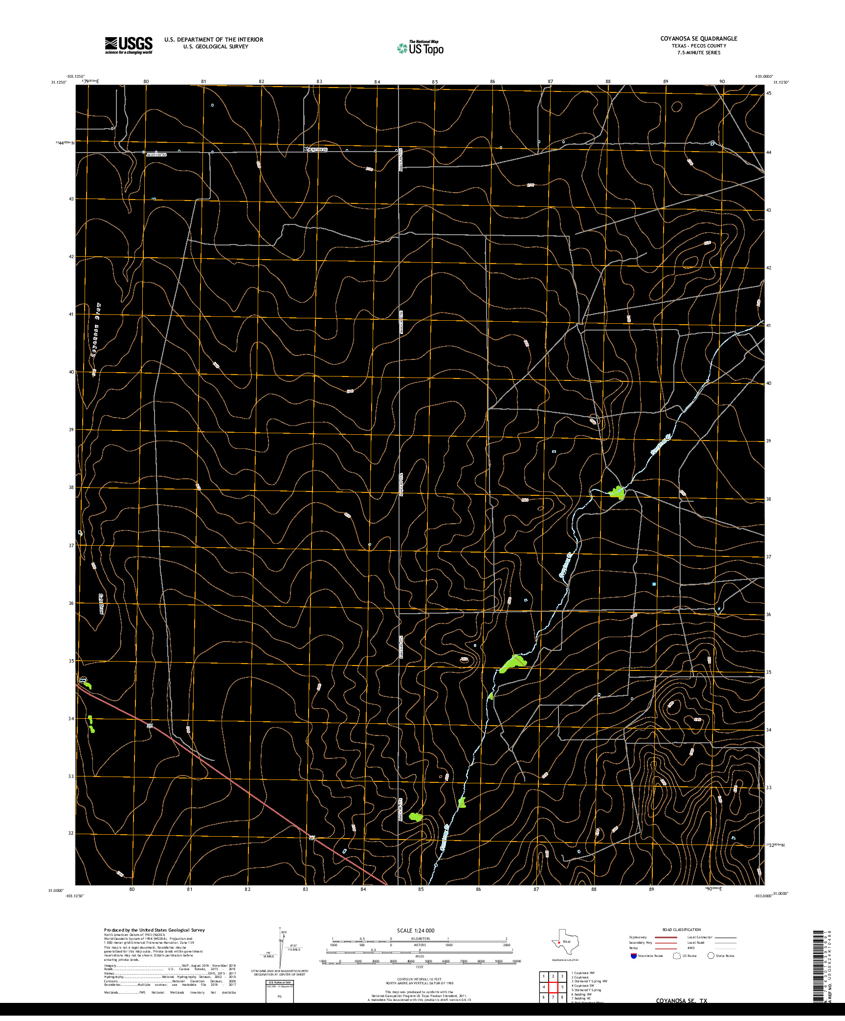 USGS US TOPO 7.5-MINUTE MAP FOR COYANOSA SE, TX 2019