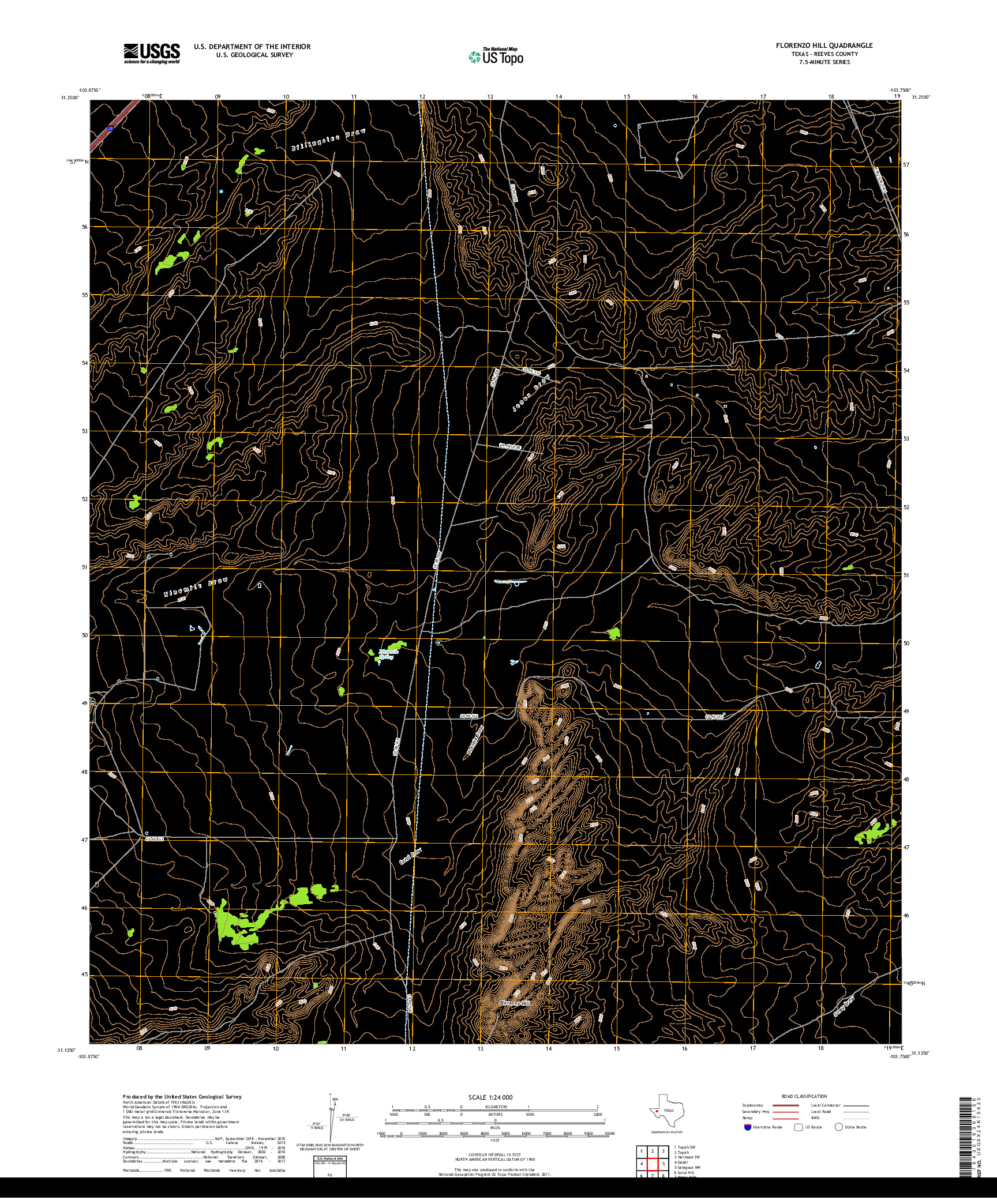 USGS US TOPO 7.5-MINUTE MAP FOR FLORENZO HILL, TX 2019