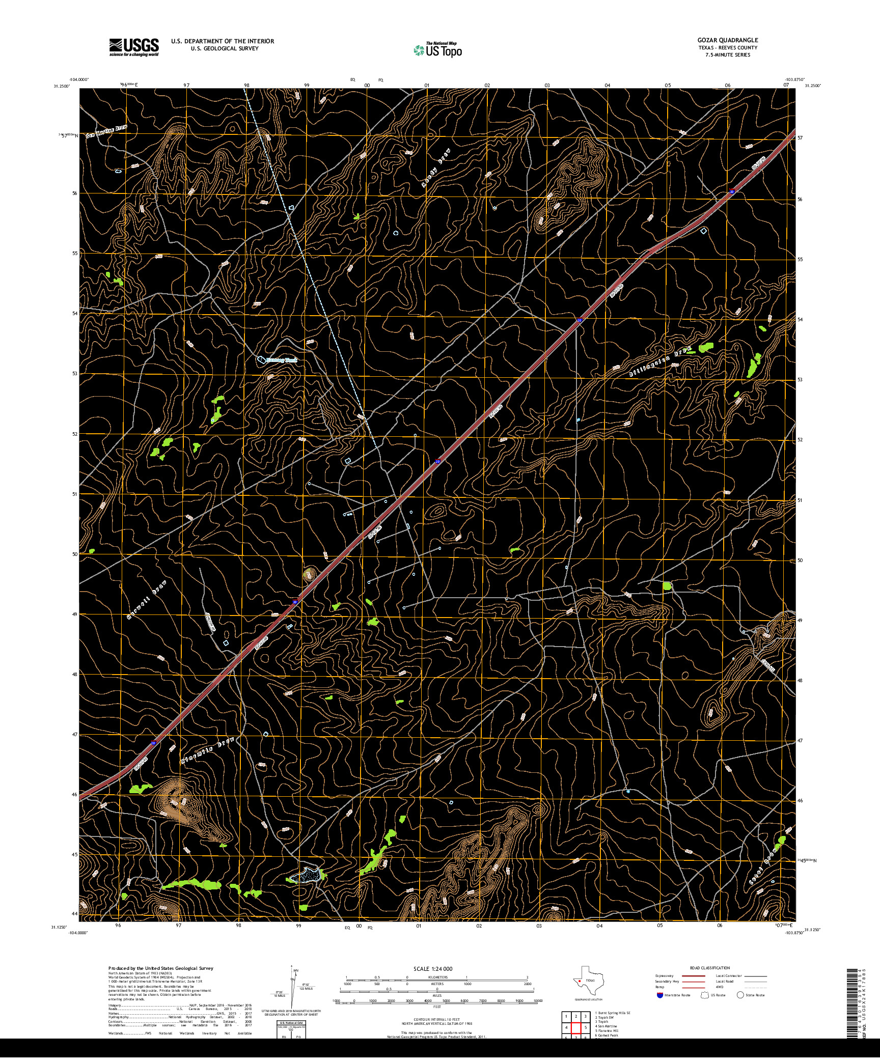 USGS US TOPO 7.5-MINUTE MAP FOR GOZAR, TX 2019