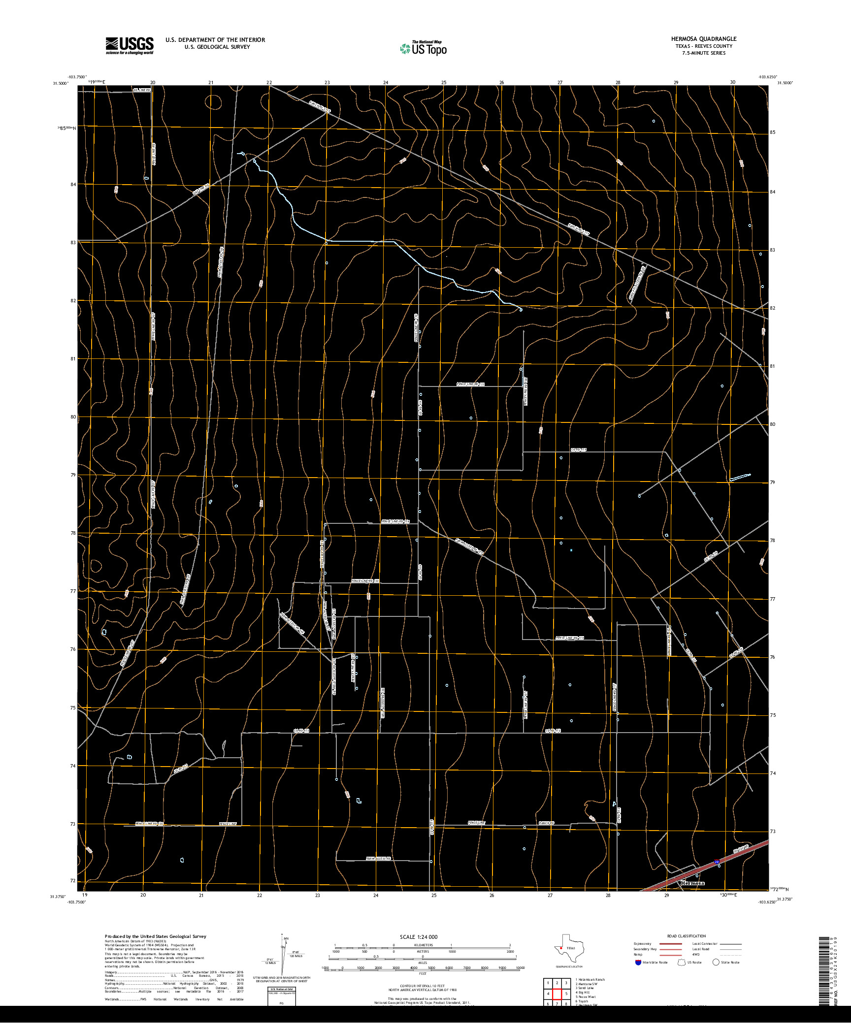 USGS US TOPO 7.5-MINUTE MAP FOR HERMOSA, TX 2019