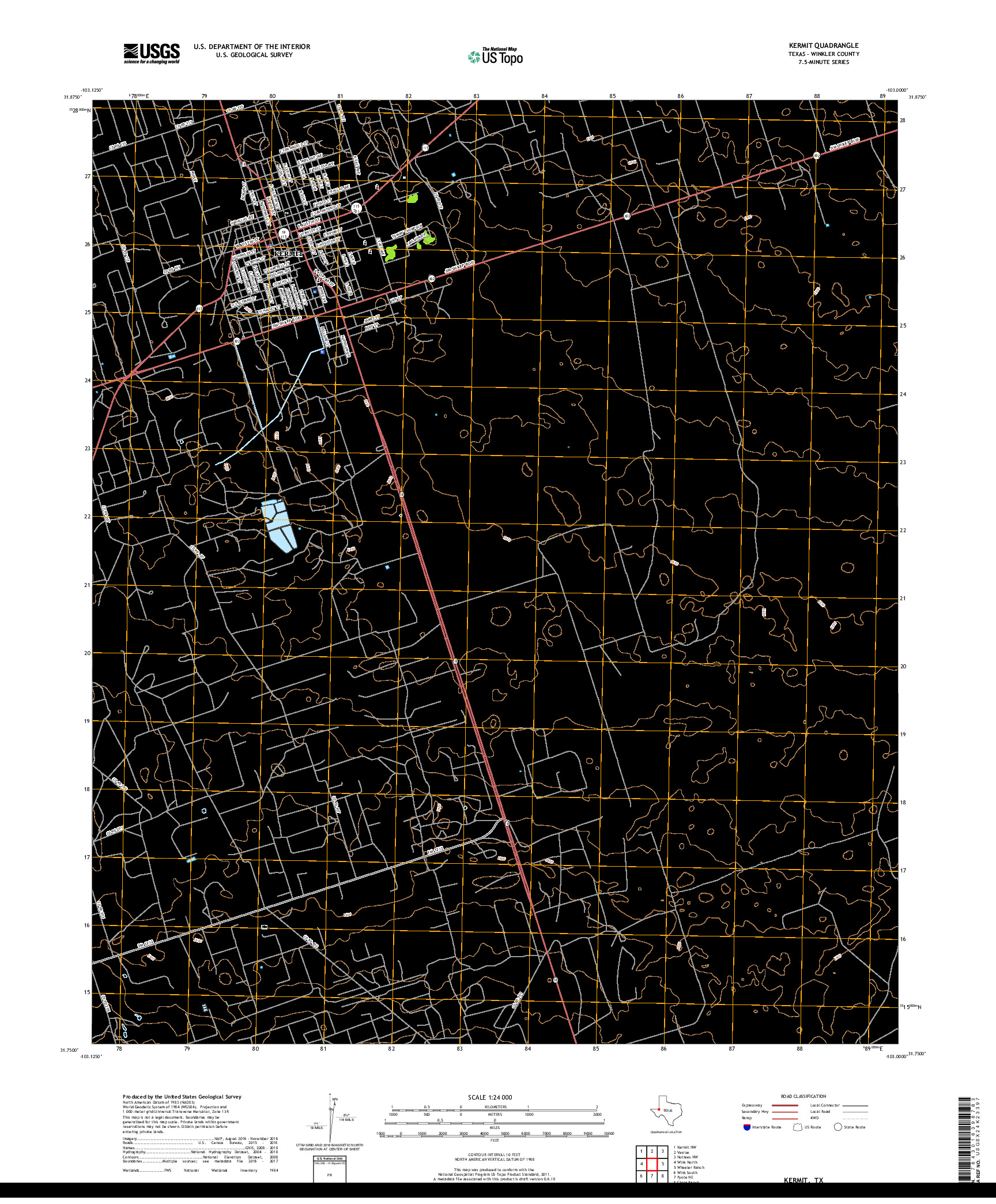 USGS US TOPO 7.5-MINUTE MAP FOR KERMIT, TX 2019