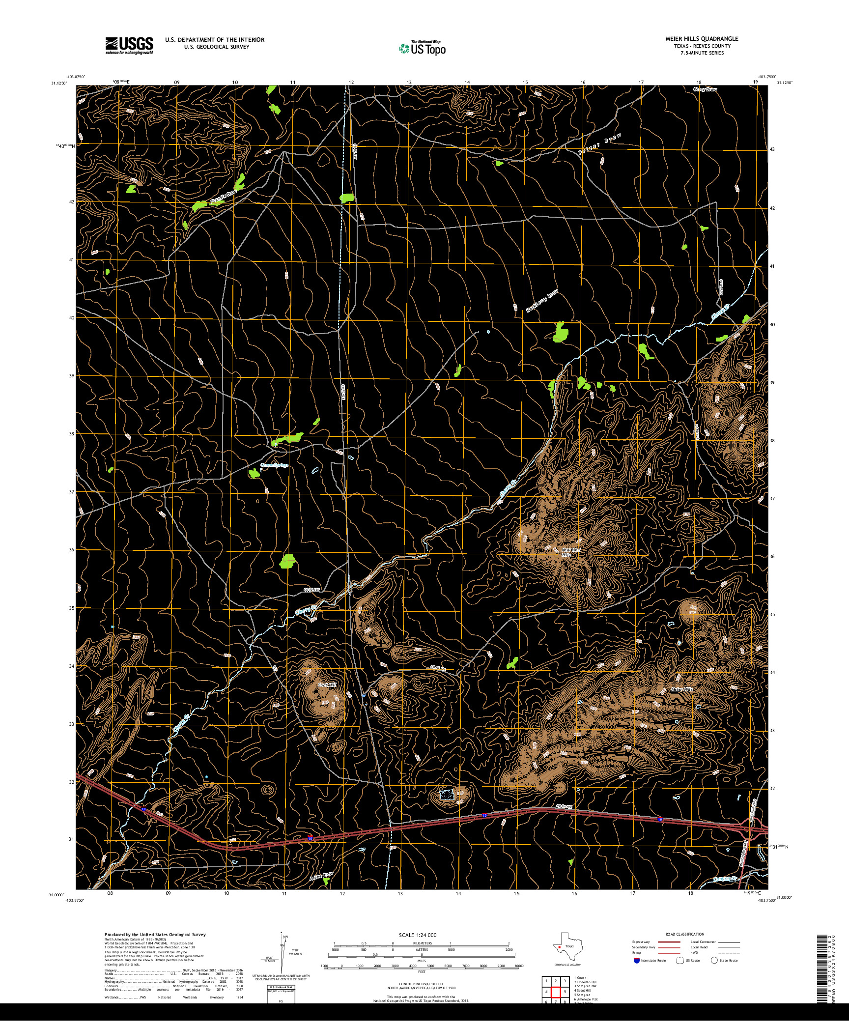 USGS US TOPO 7.5-MINUTE MAP FOR MEIER HILLS, TX 2019