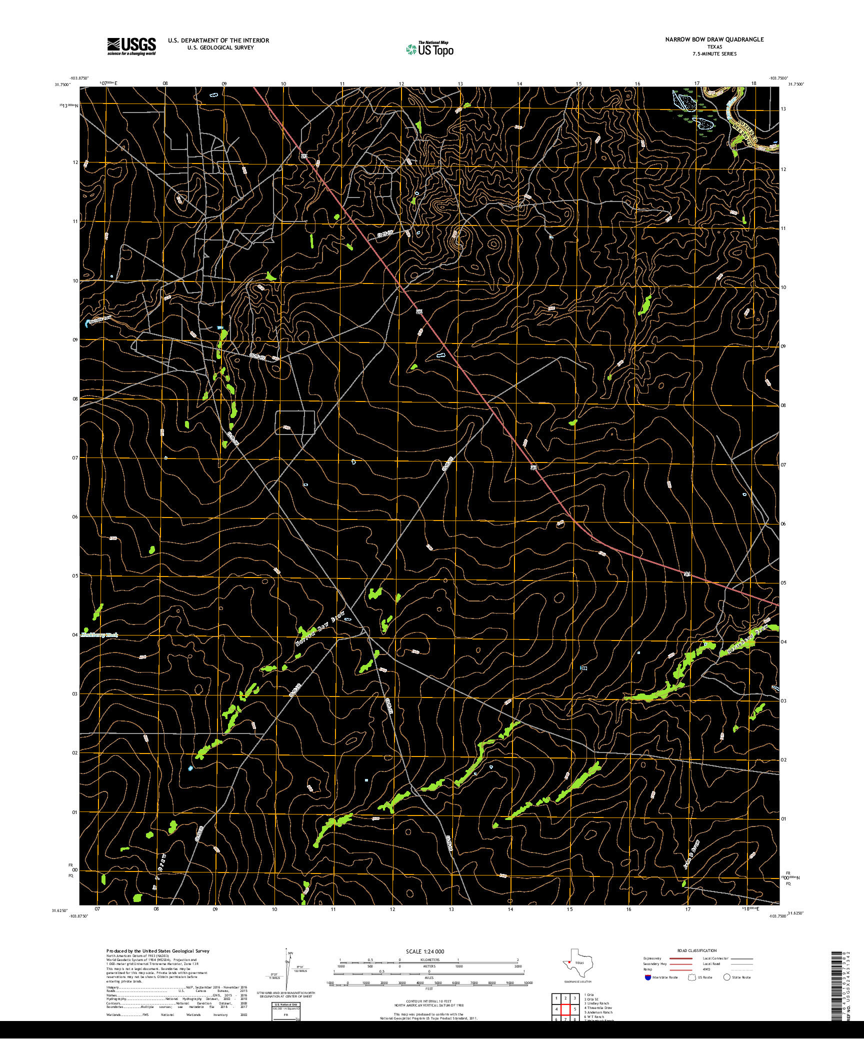 USGS US TOPO 7.5-MINUTE MAP FOR NARROW BOW DRAW, TX 2019