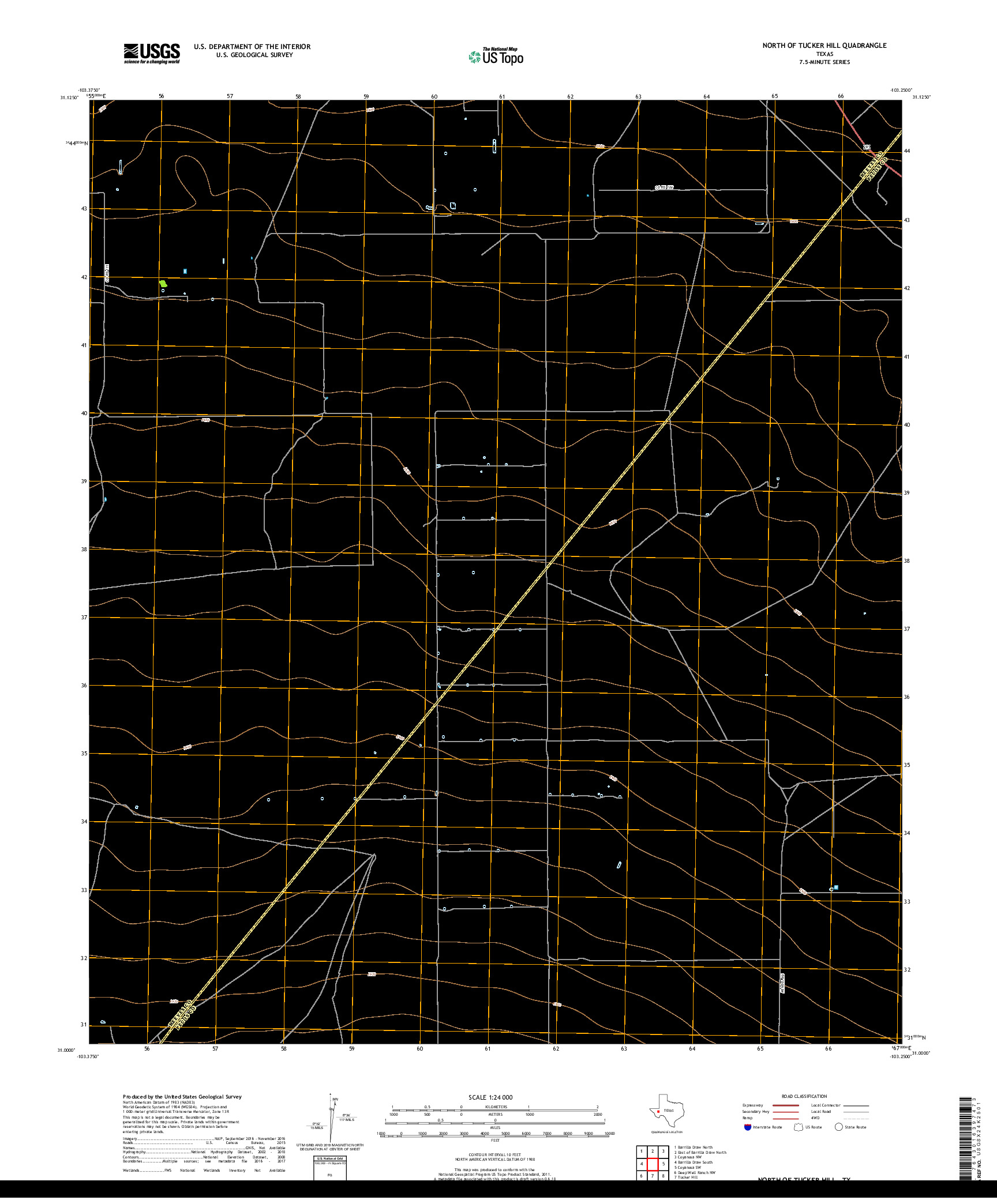 USGS US TOPO 7.5-MINUTE MAP FOR NORTH OF TUCKER HILL, TX 2019