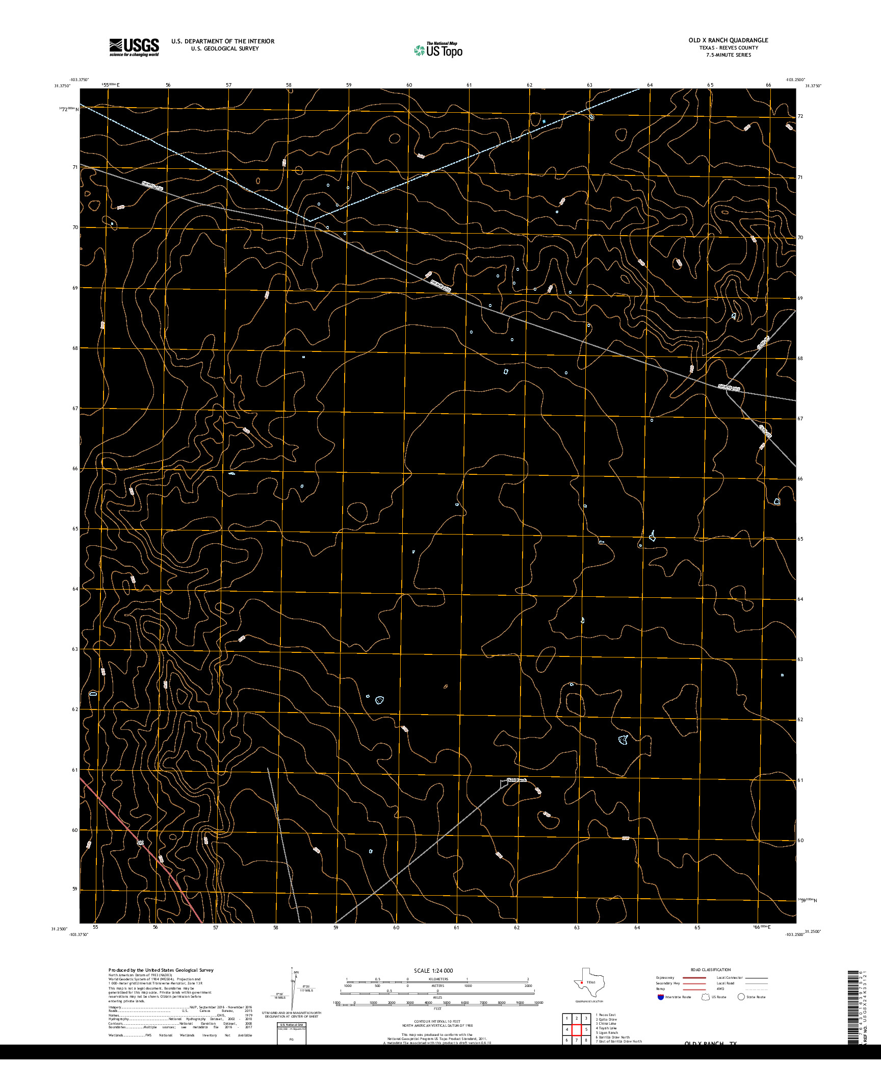 USGS US TOPO 7.5-MINUTE MAP FOR OLD X RANCH, TX 2019