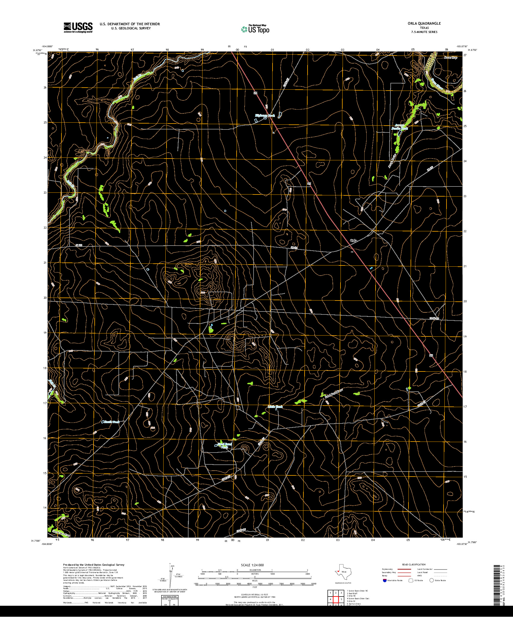 USGS US TOPO 7.5-MINUTE MAP FOR ORLA, TX 2019