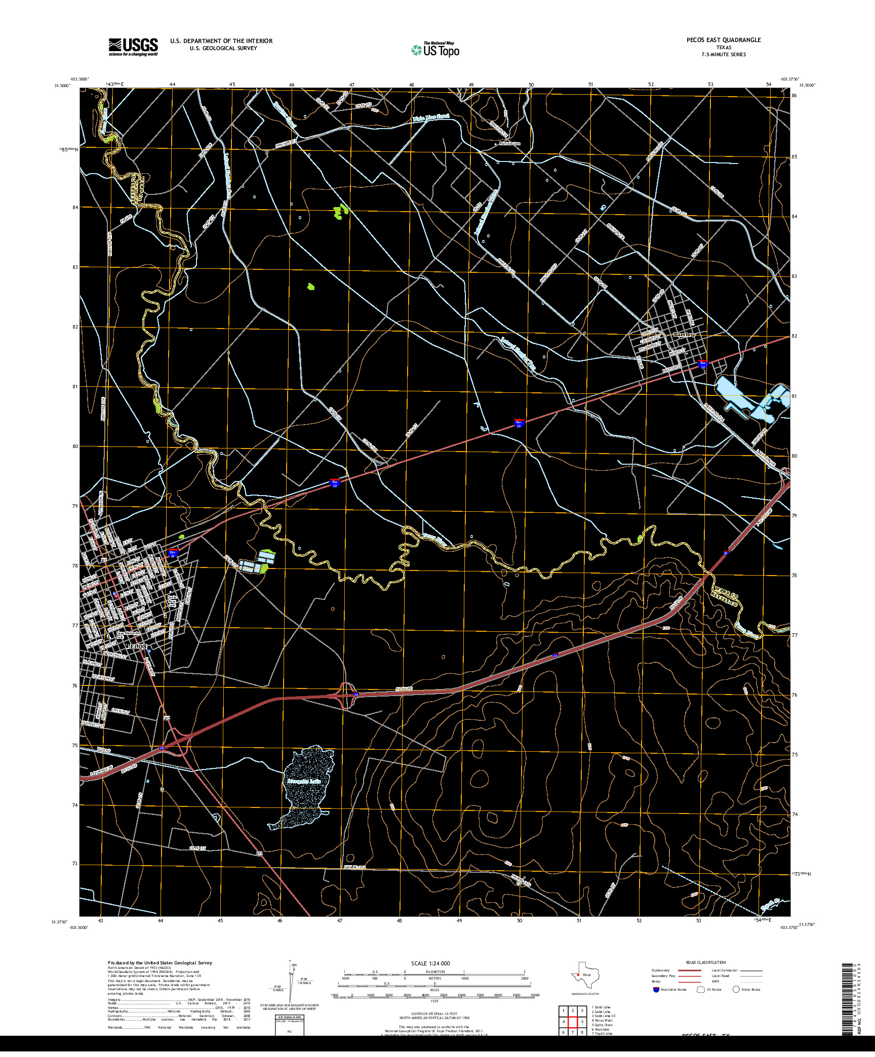 USGS US TOPO 7.5-MINUTE MAP FOR PECOS EAST, TX 2019