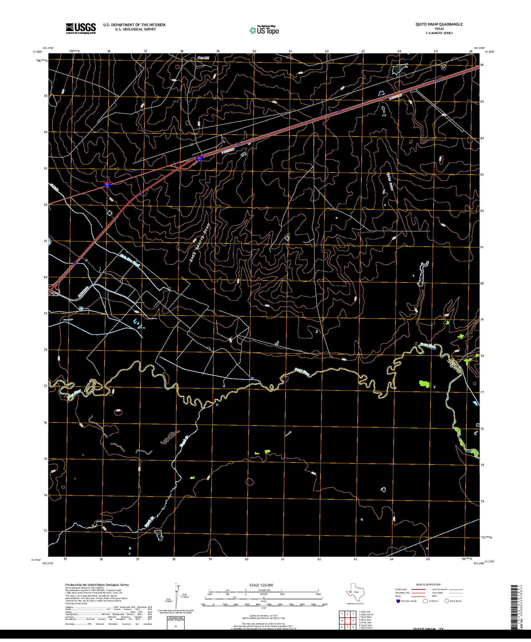 USGS US TOPO 7.5-MINUTE MAP FOR QUITO DRAW, TX 2019