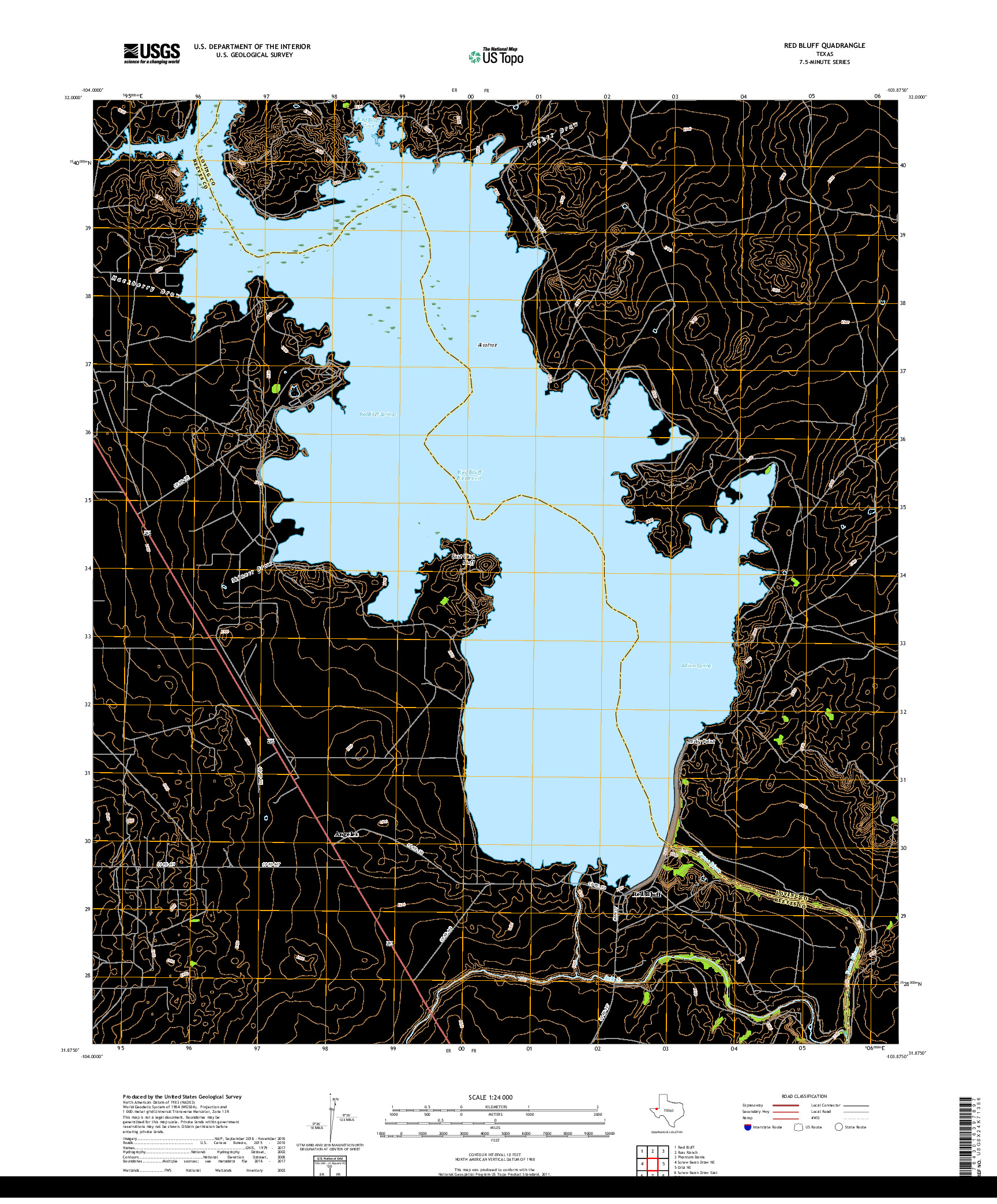 USGS US TOPO 7.5-MINUTE MAP FOR RED BLUFF, TX 2019