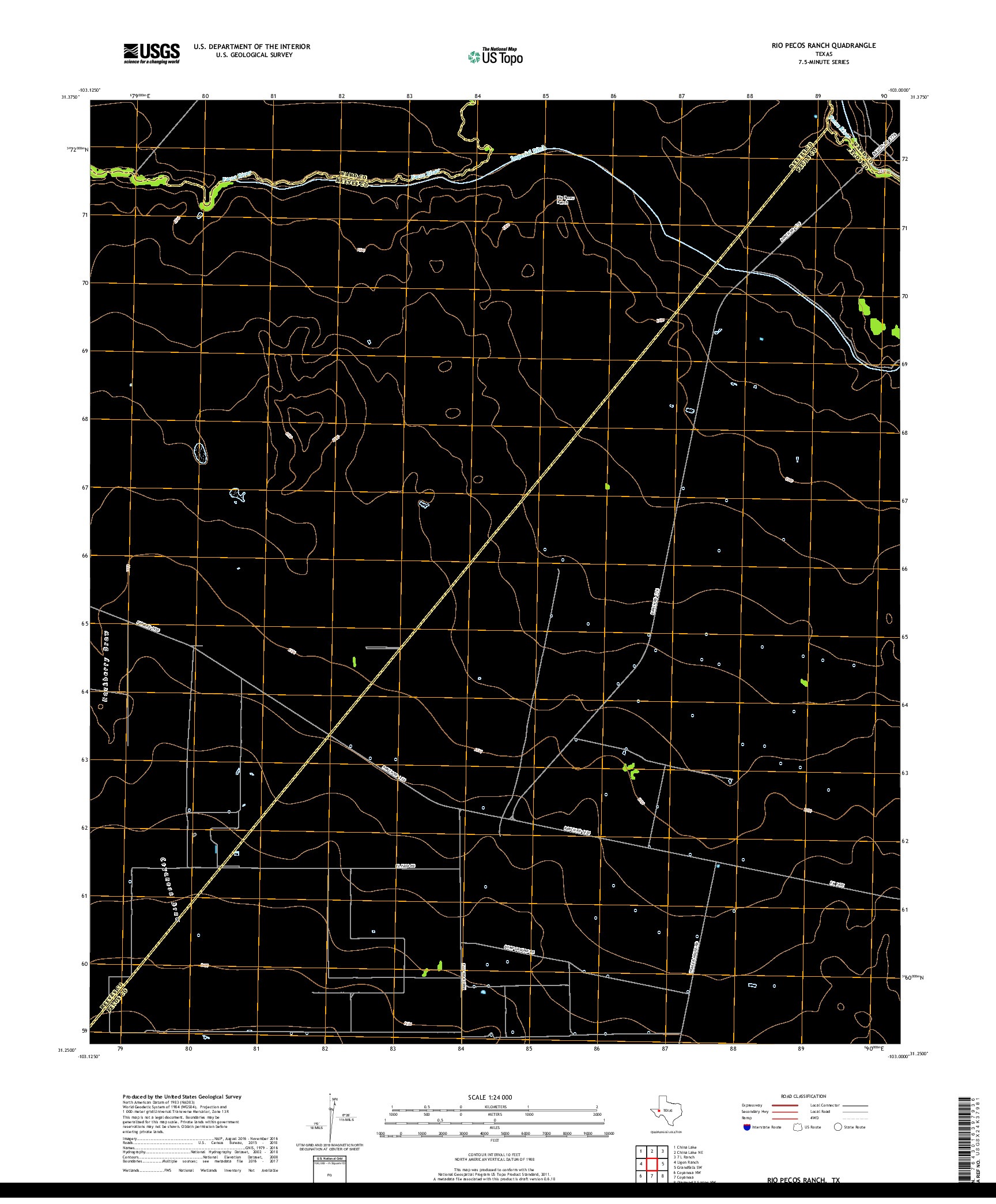 USGS US TOPO 7.5-MINUTE MAP FOR RIO PECOS RANCH, TX 2019