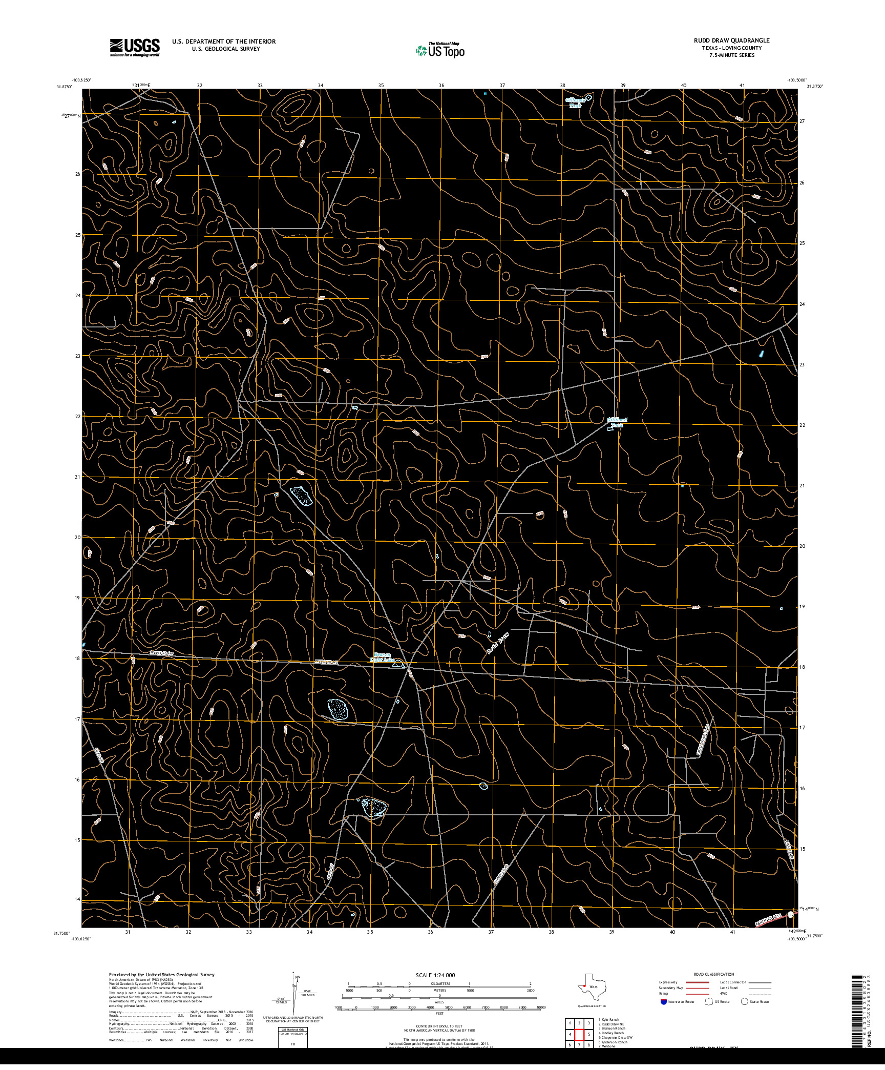 USGS US TOPO 7.5-MINUTE MAP FOR RUDD DRAW, TX 2019