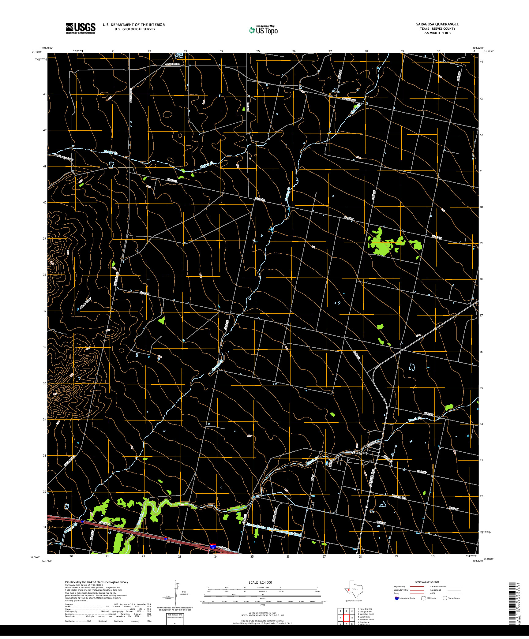 USGS US TOPO 7.5-MINUTE MAP FOR SARAGOSA, TX 2019