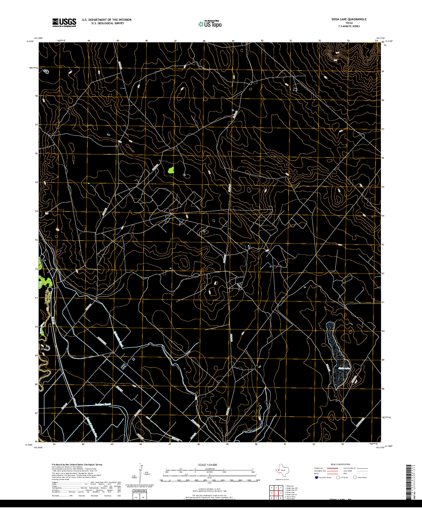 USGS US TOPO 7.5-MINUTE MAP FOR SODA LAKE, TX 2019