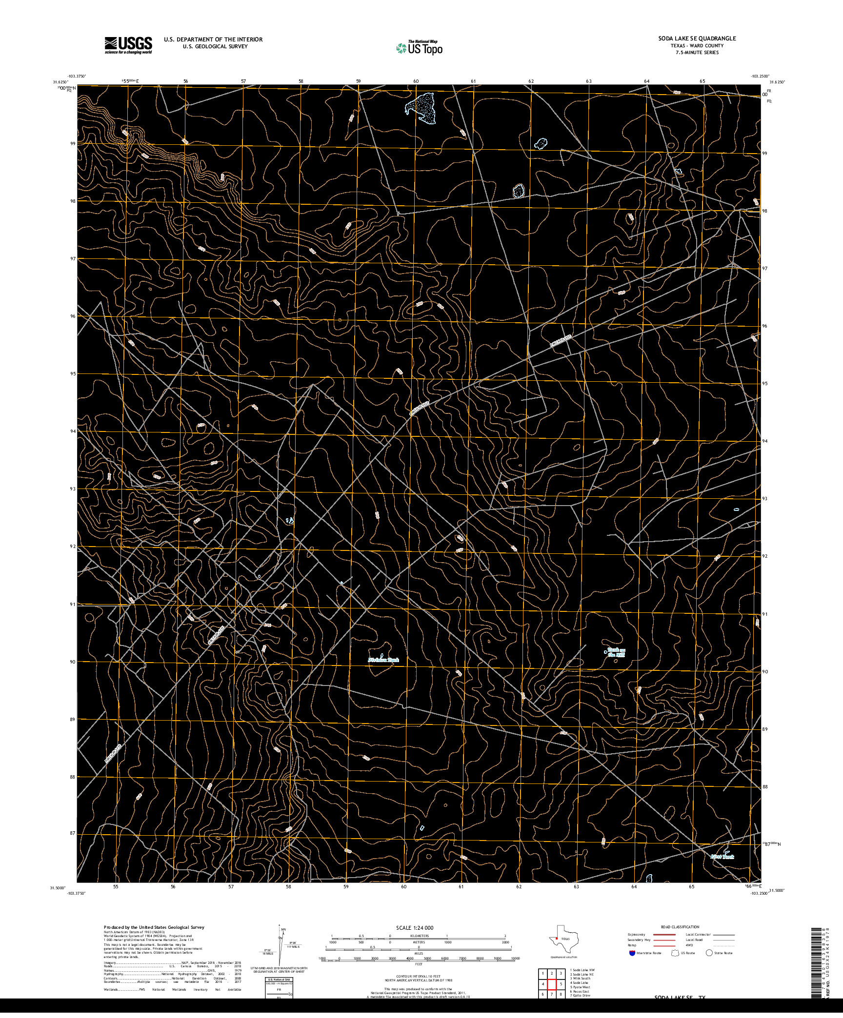 USGS US TOPO 7.5-MINUTE MAP FOR SODA LAKE SE, TX 2019