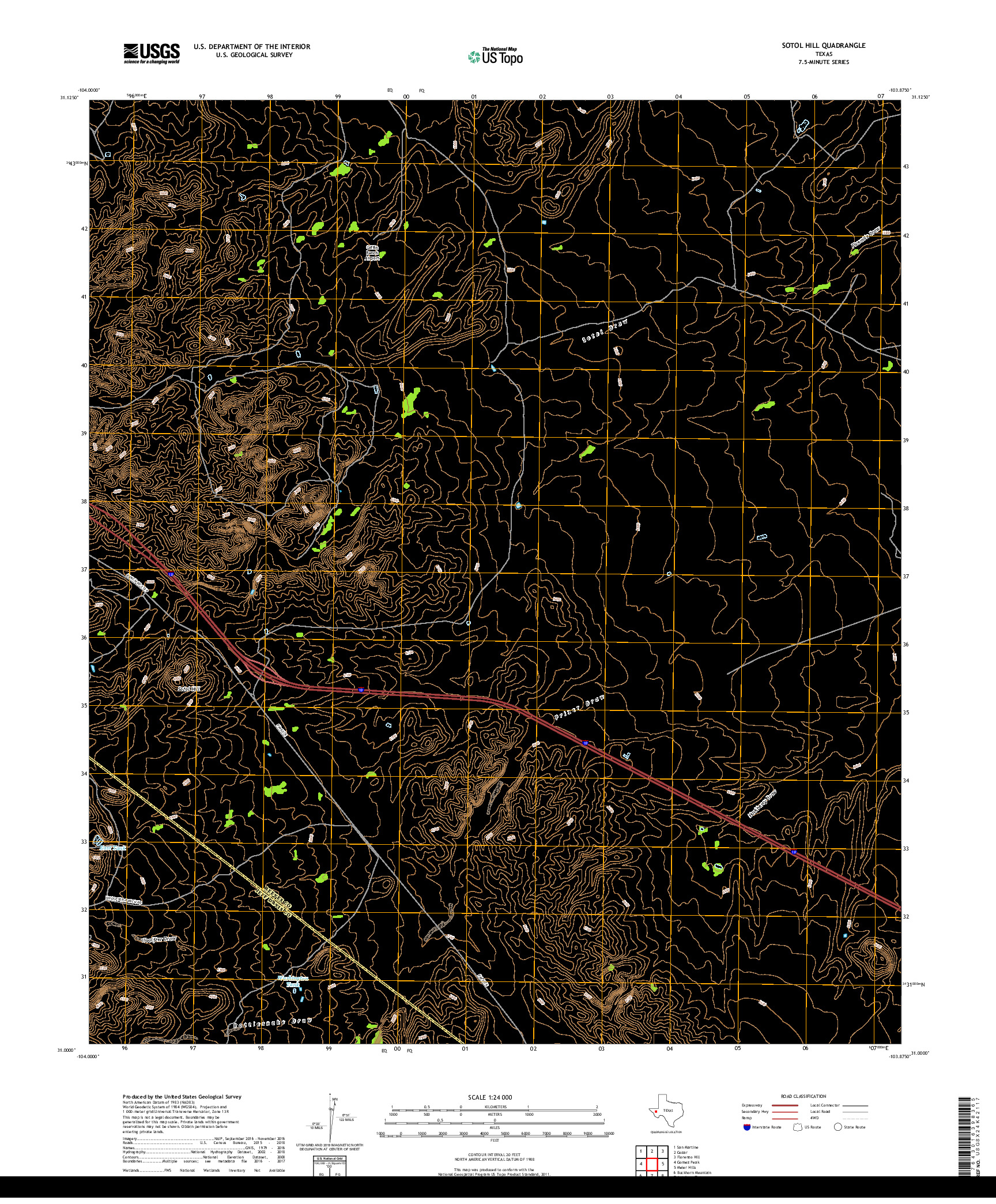 USGS US TOPO 7.5-MINUTE MAP FOR SOTOL HILL, TX 2019