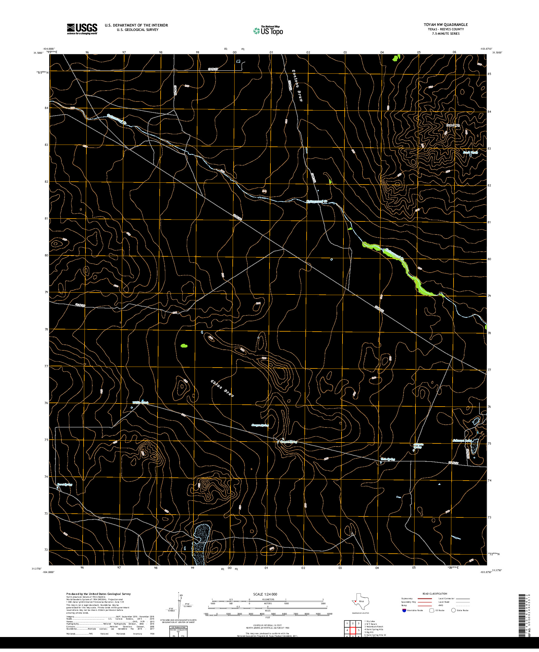 USGS US TOPO 7.5-MINUTE MAP FOR TOYAH NW, TX 2019