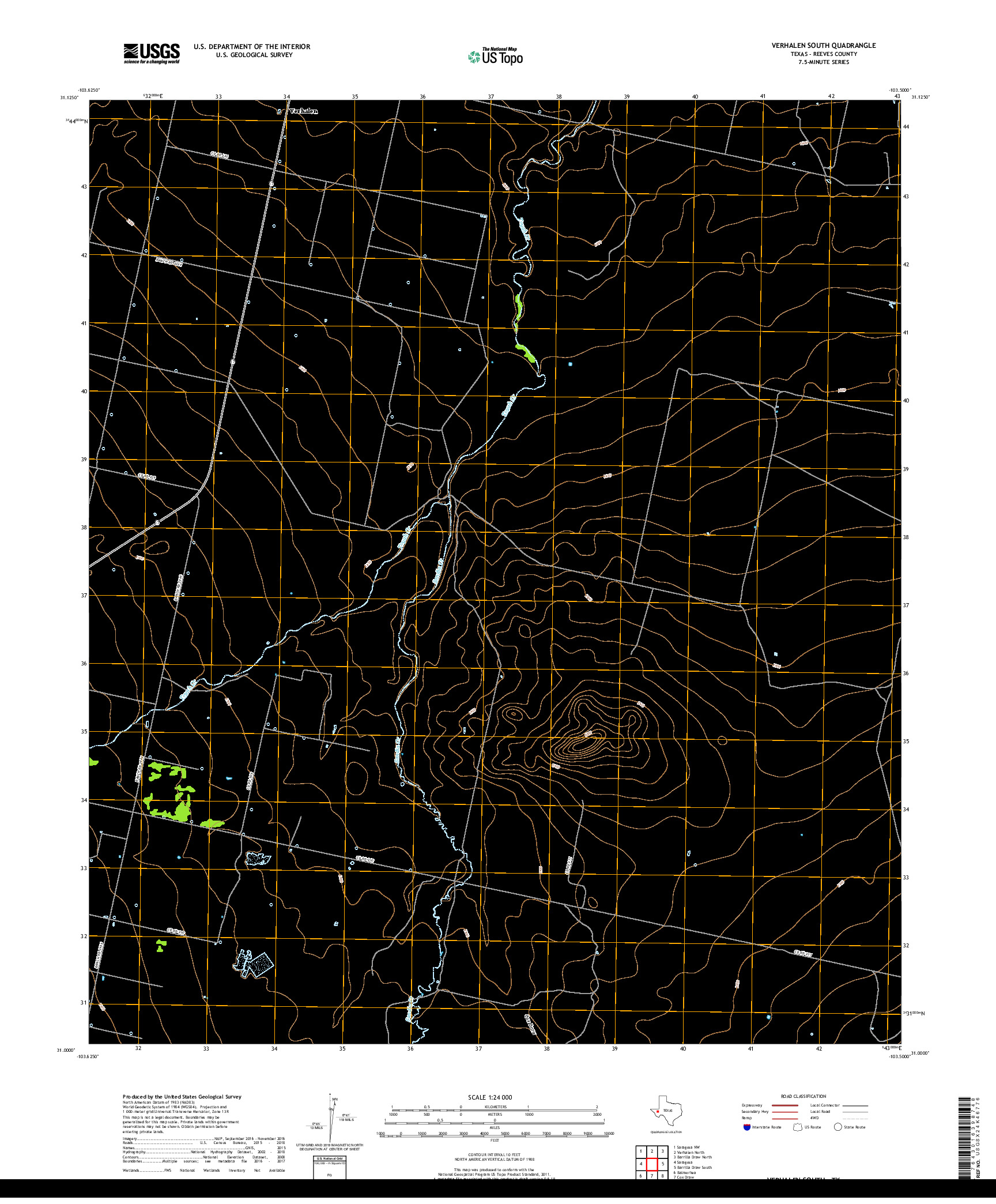 USGS US TOPO 7.5-MINUTE MAP FOR VERHALEN SOUTH, TX 2019