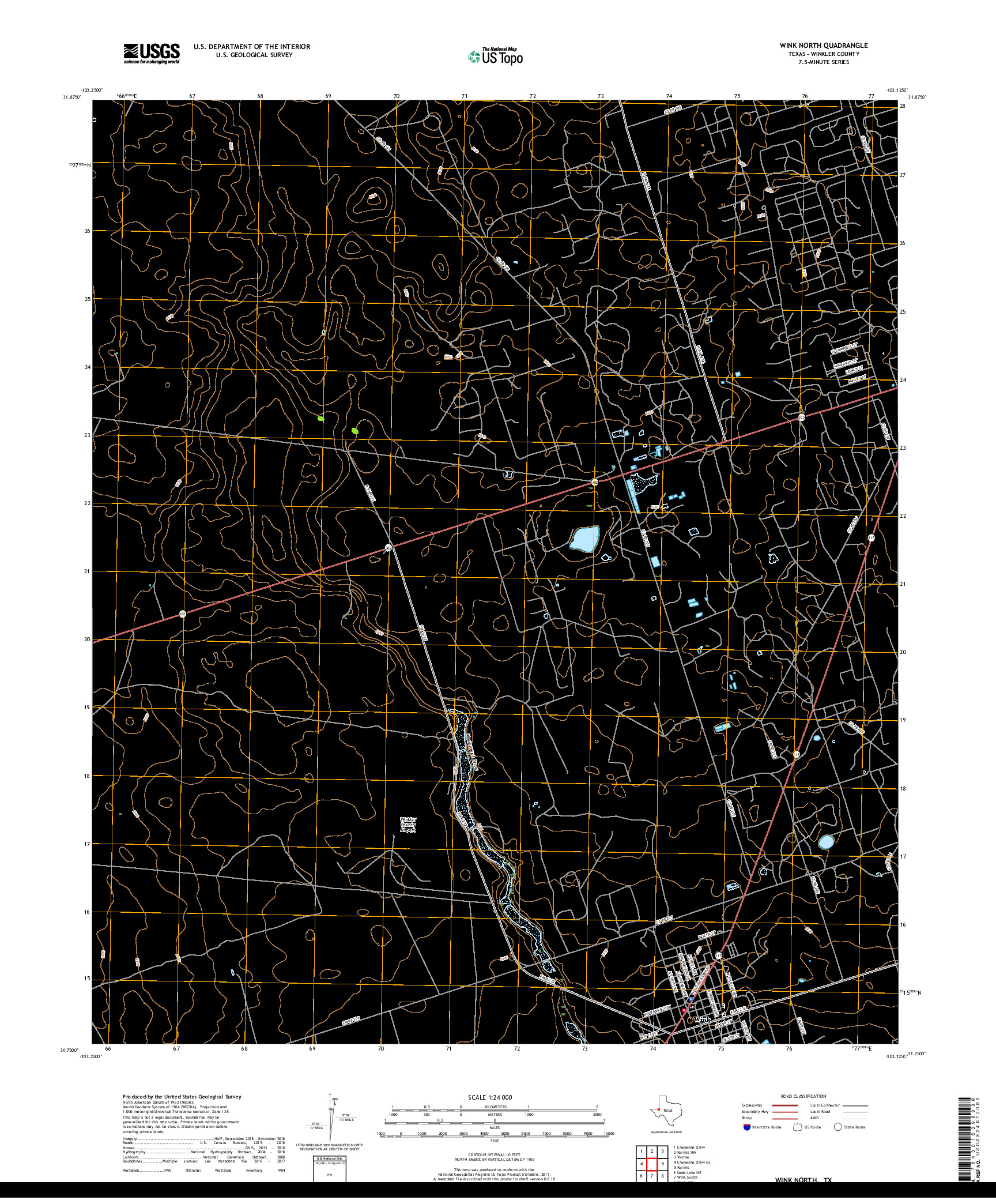 USGS US TOPO 7.5-MINUTE MAP FOR WINK NORTH, TX 2019