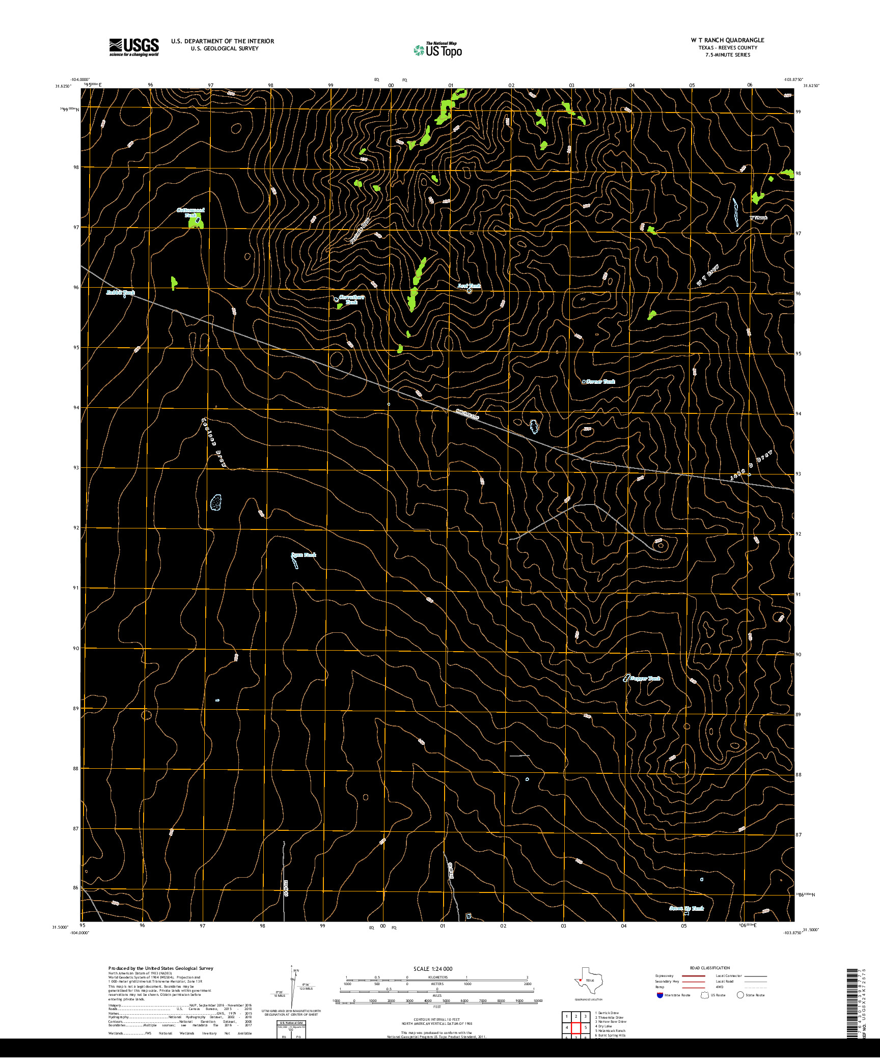 USGS US TOPO 7.5-MINUTE MAP FOR W T RANCH, TX 2019