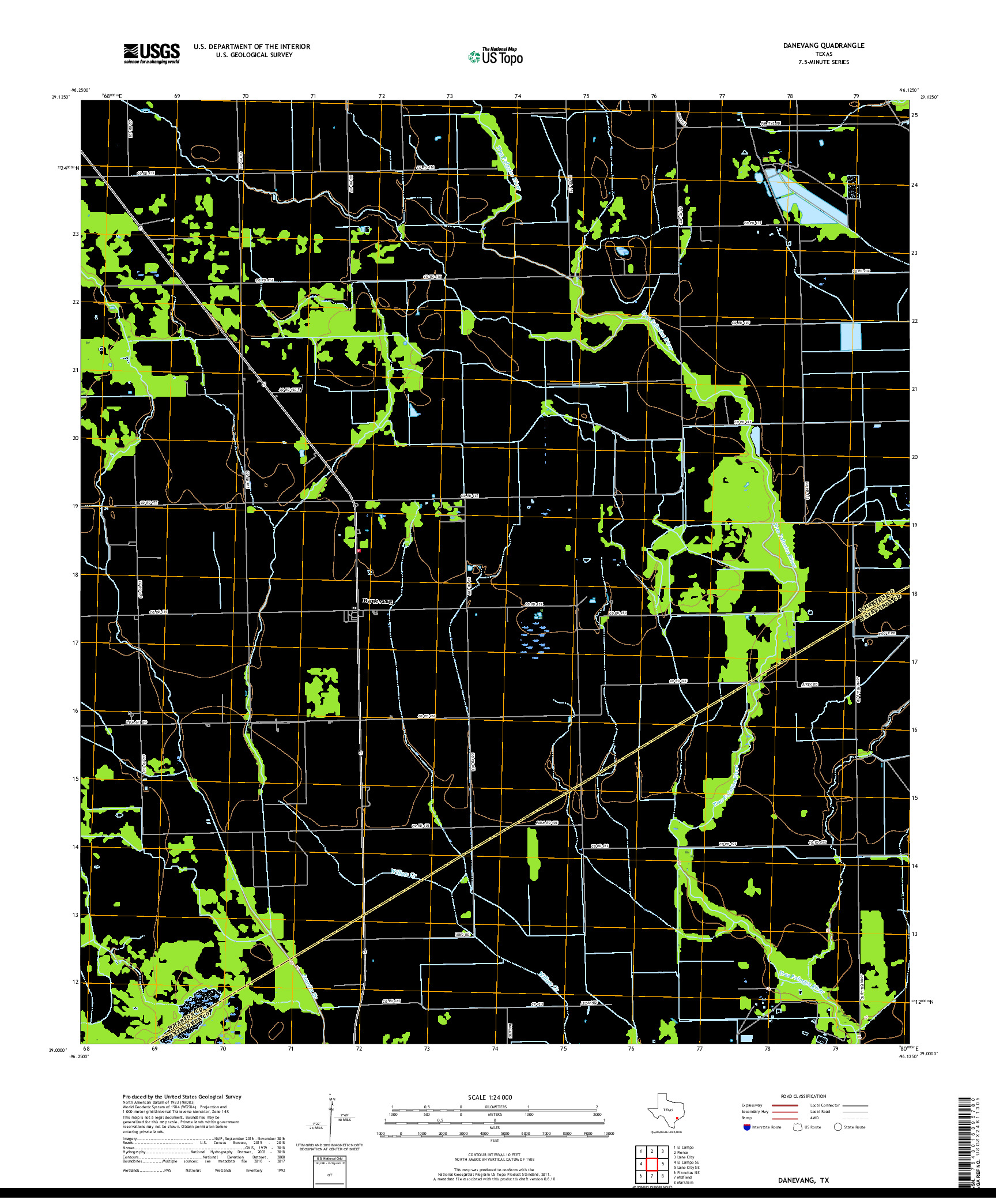 USGS US TOPO 7.5-MINUTE MAP FOR DANEVANG, TX 2019
