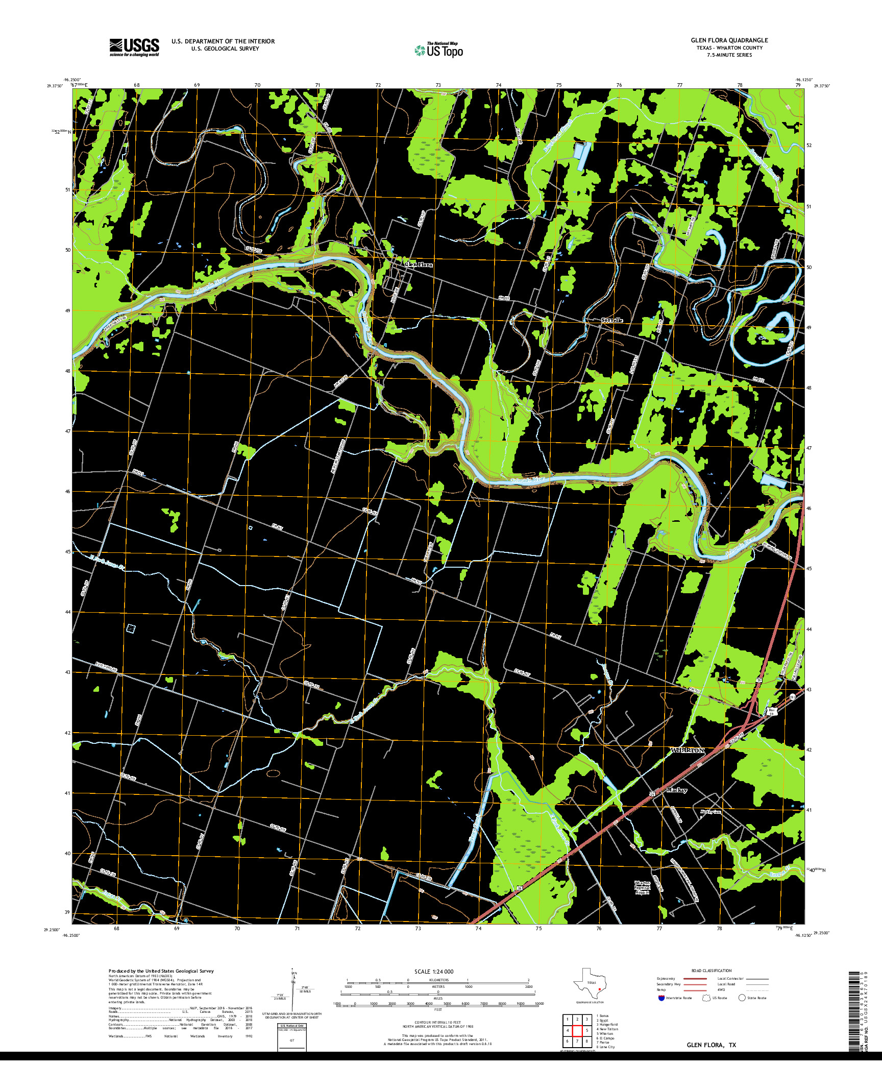 USGS US TOPO 7.5-MINUTE MAP FOR GLEN FLORA, TX 2019