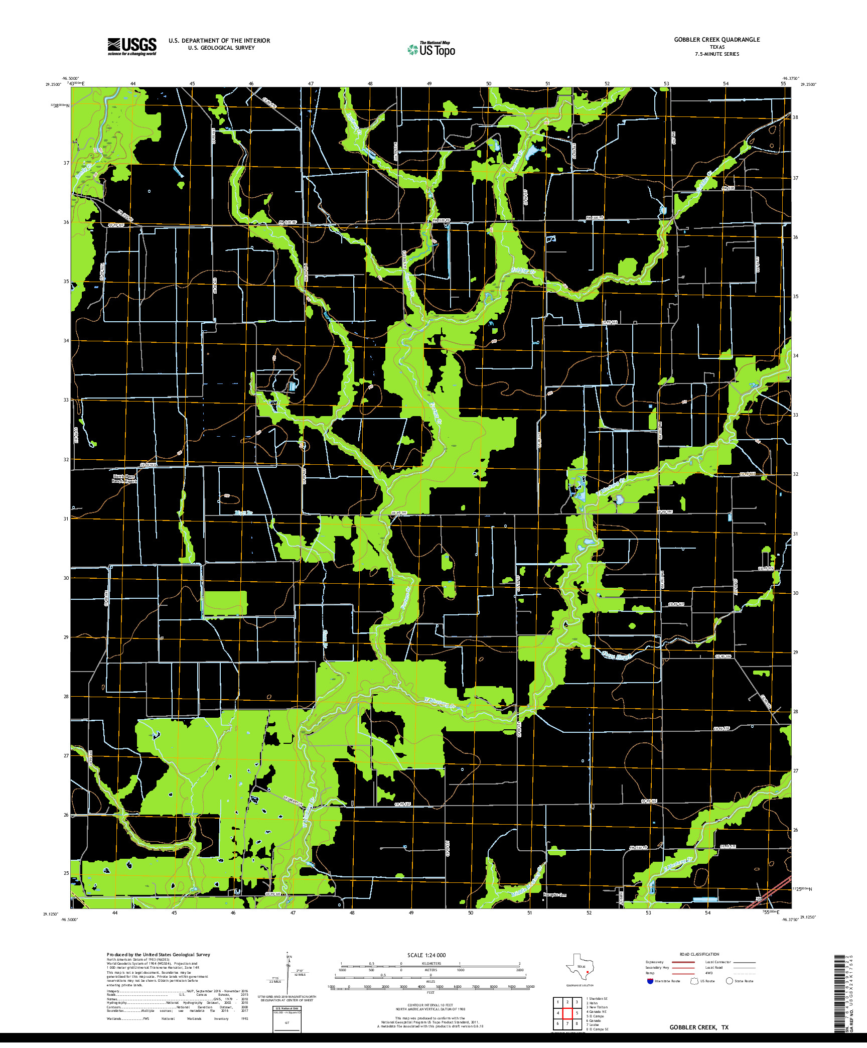 USGS US TOPO 7.5-MINUTE MAP FOR GOBBLER CREEK, TX 2019