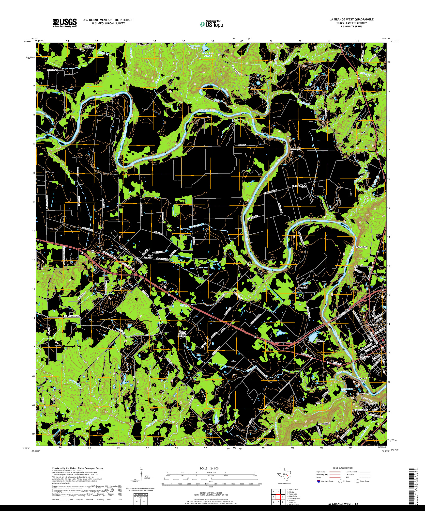 USGS US TOPO 7.5-MINUTE MAP FOR LA GRANGE WEST, TX 2019