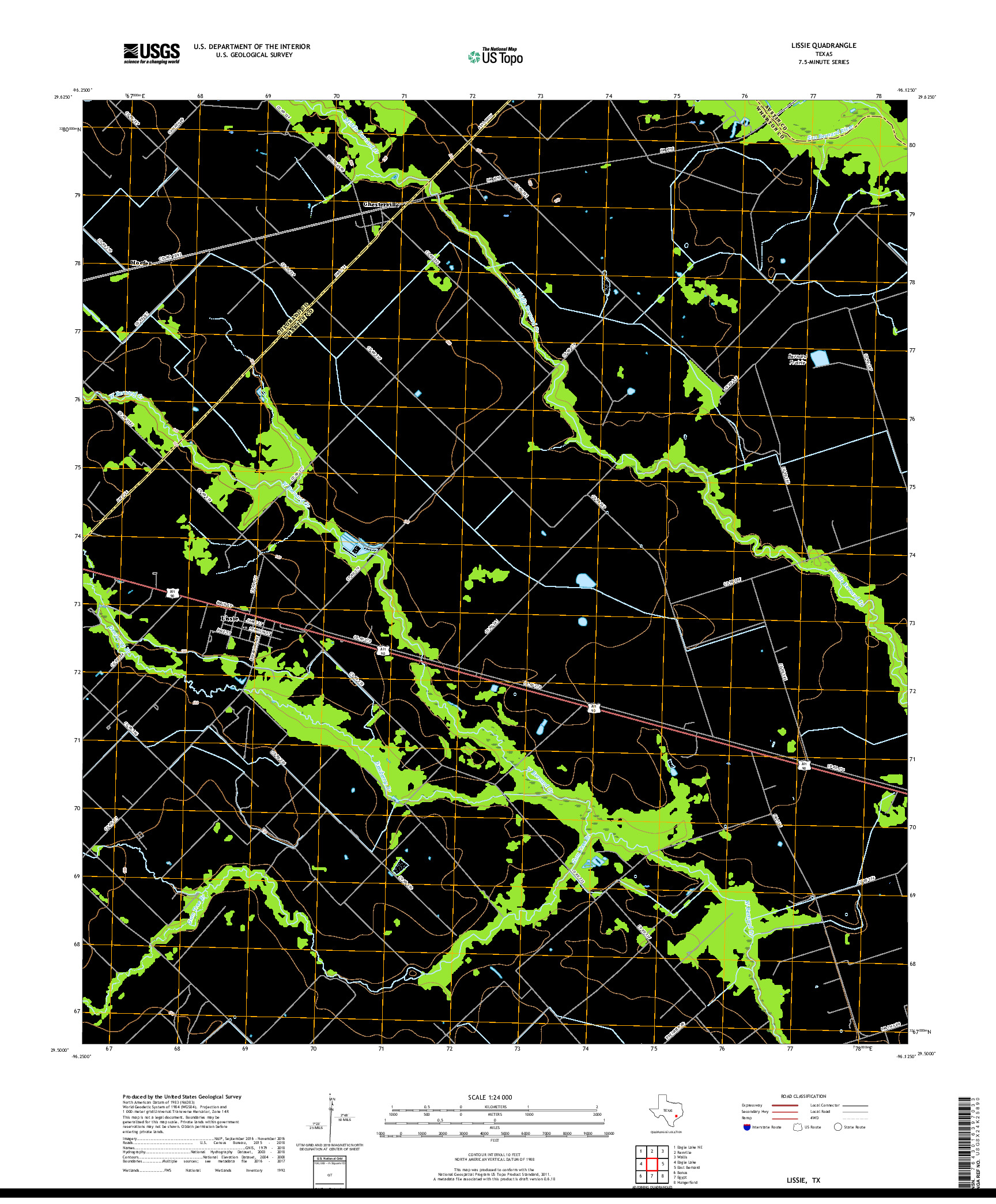 USGS US TOPO 7.5-MINUTE MAP FOR LISSIE, TX 2019