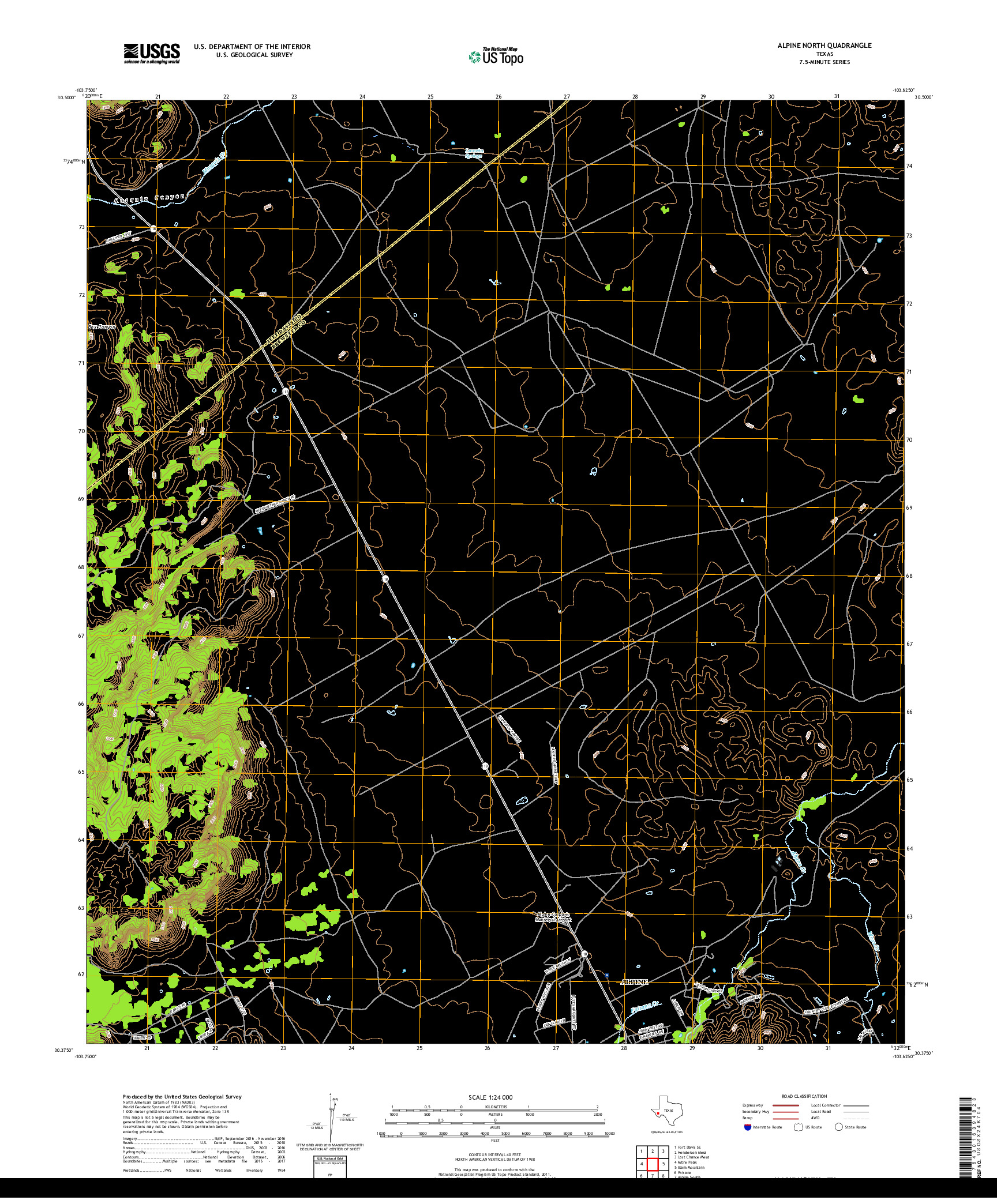 USGS US TOPO 7.5-MINUTE MAP FOR ALPINE NORTH, TX 2019