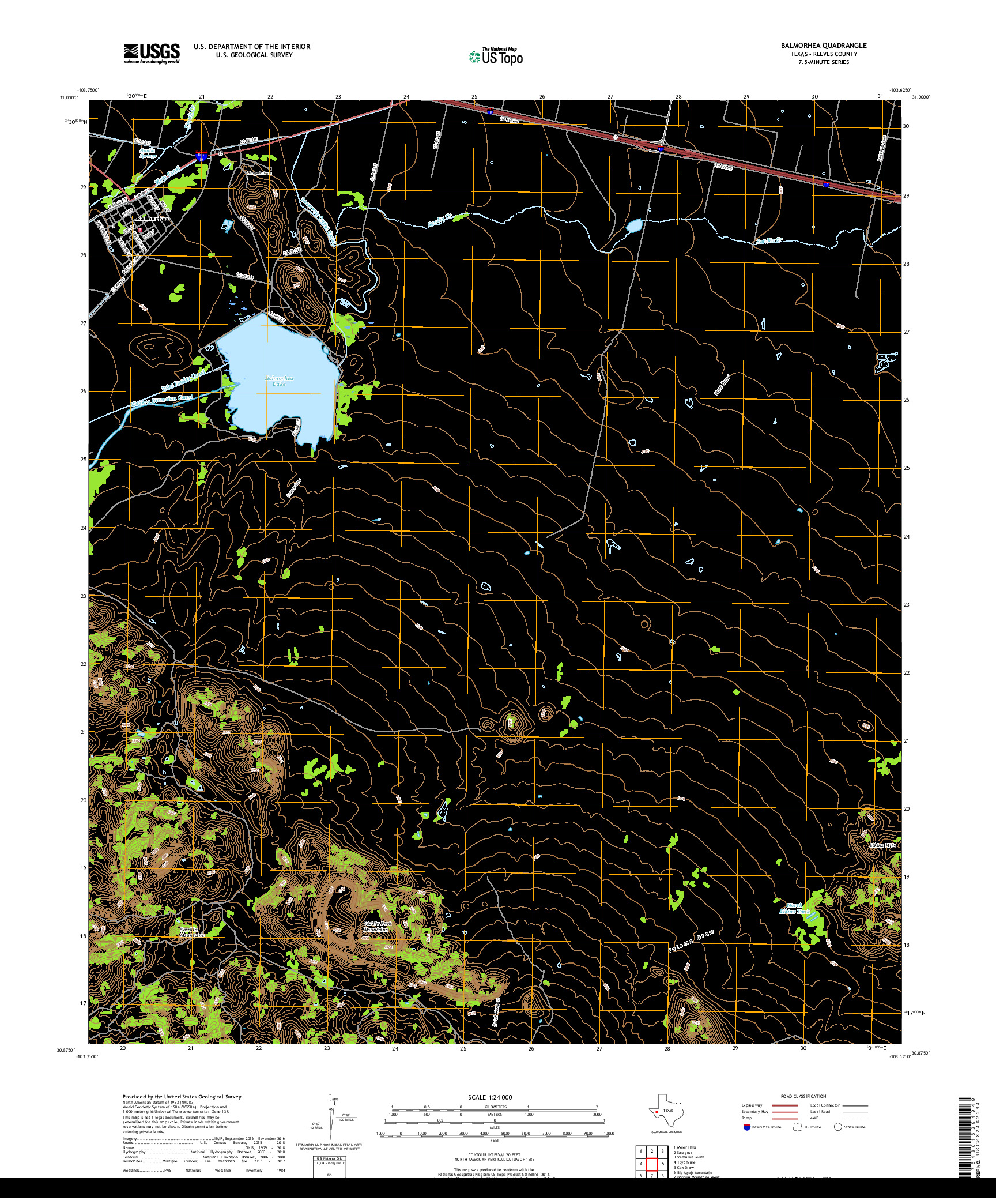 USGS US TOPO 7.5-MINUTE MAP FOR BALMORHEA, TX 2019