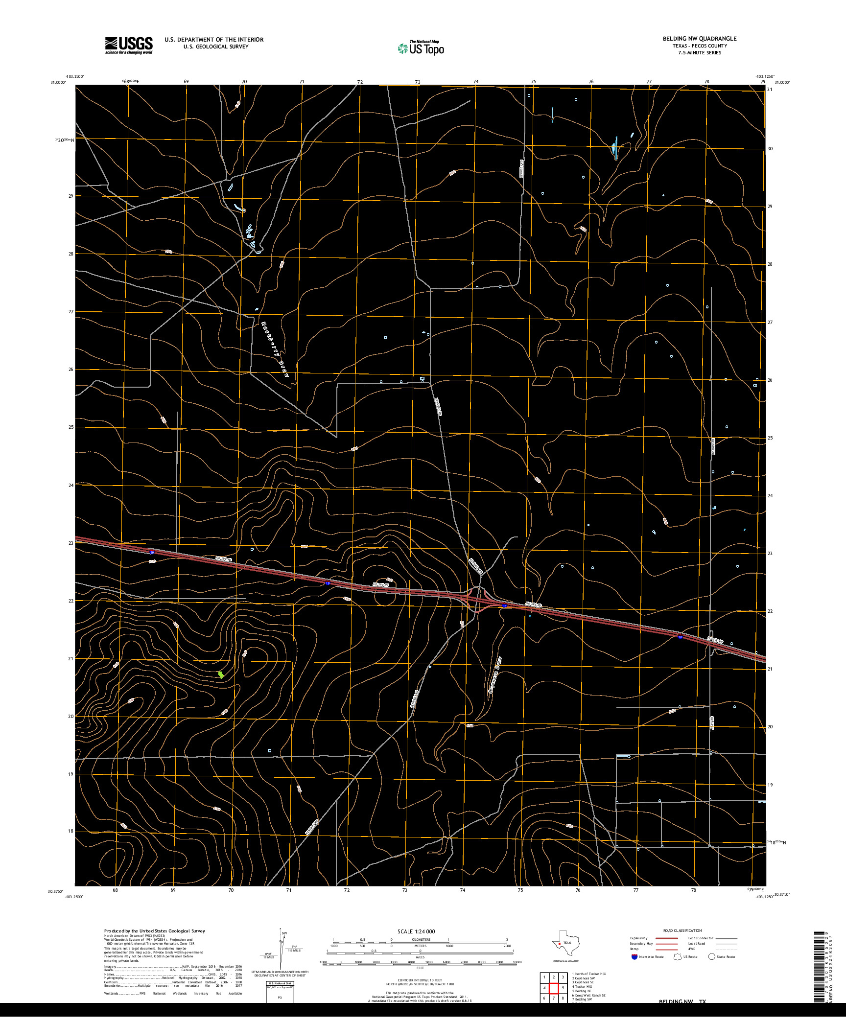 USGS US TOPO 7.5-MINUTE MAP FOR BELDING NW, TX 2019