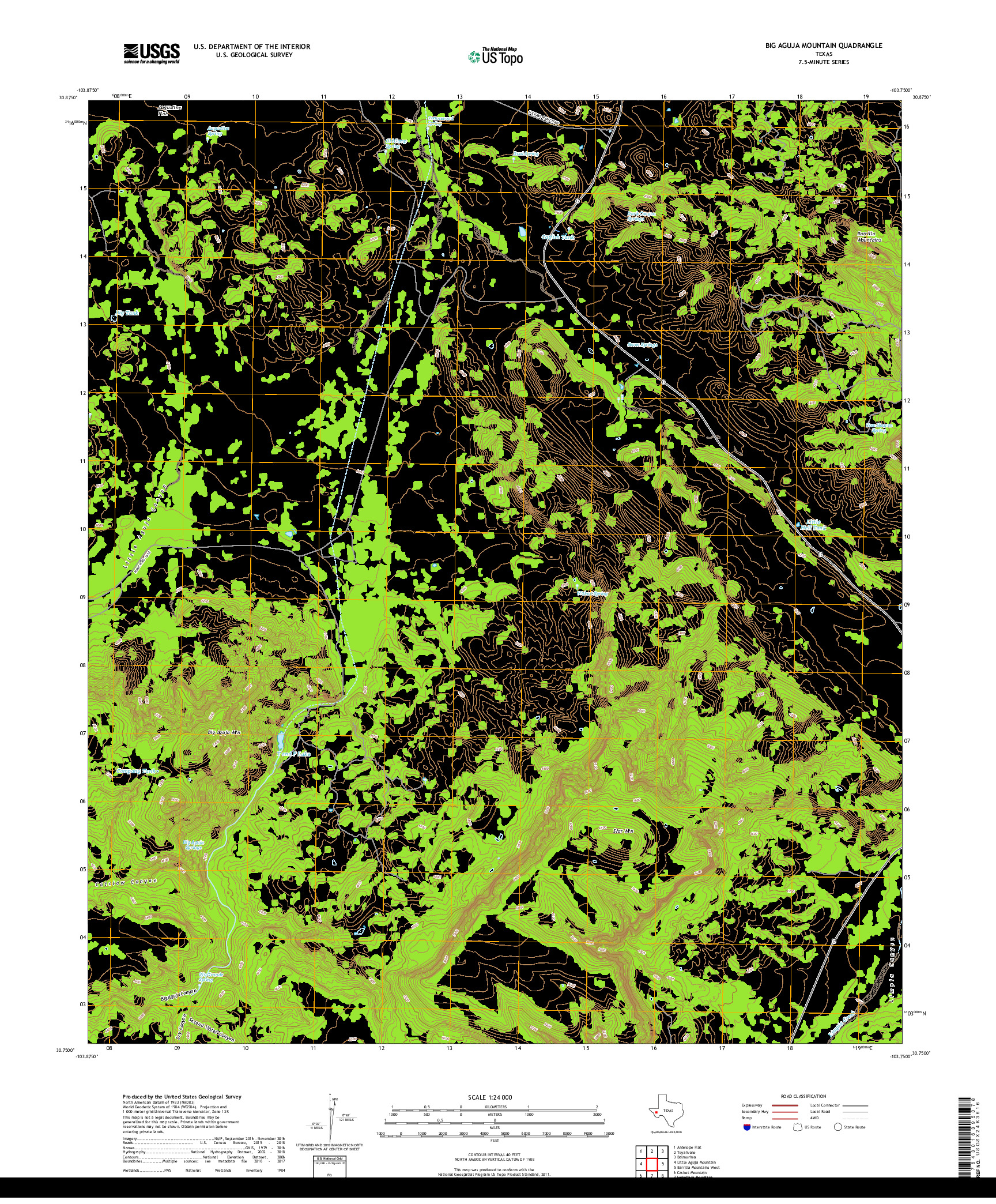 USGS US TOPO 7.5-MINUTE MAP FOR BIG AGUJA MOUNTAIN, TX 2019