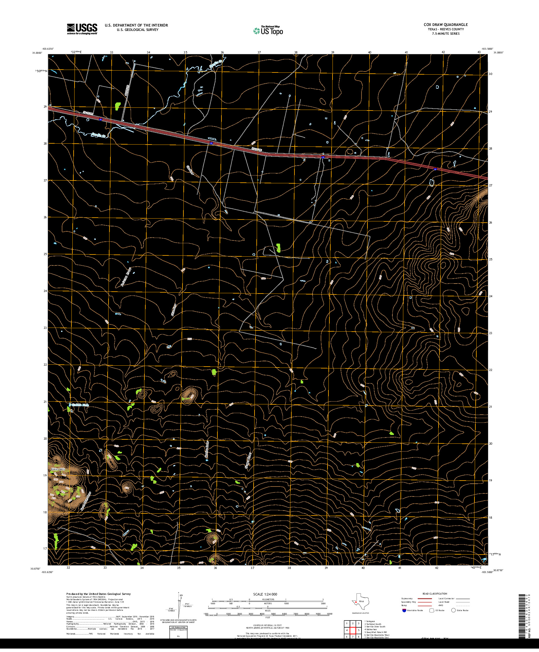 USGS US TOPO 7.5-MINUTE MAP FOR COX DRAW, TX 2019