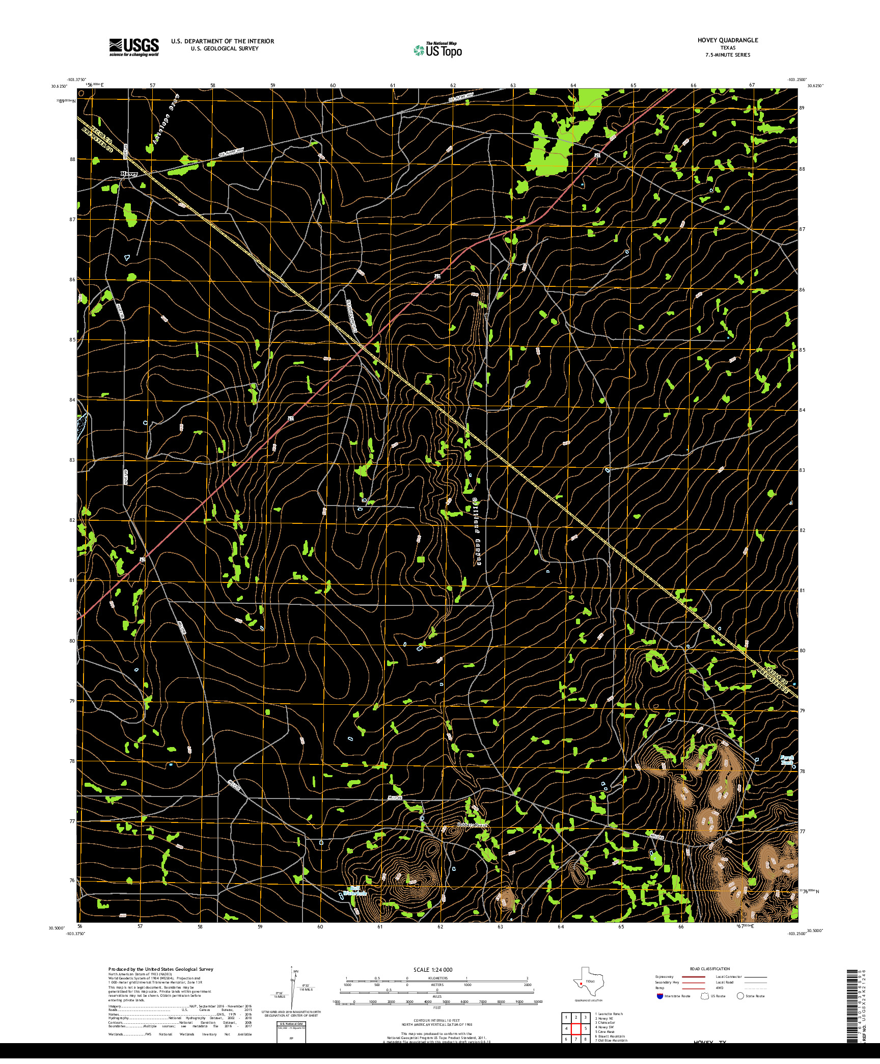 USGS US TOPO 7.5-MINUTE MAP FOR HOVEY, TX 2019