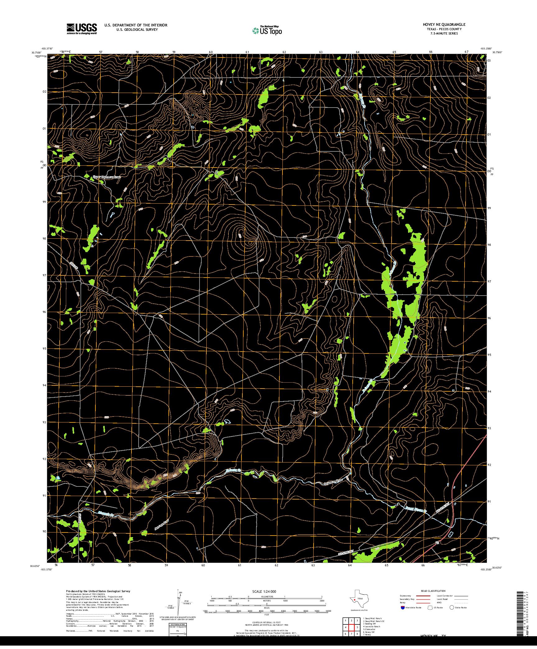 USGS US TOPO 7.5-MINUTE MAP FOR HOVEY NE, TX 2019