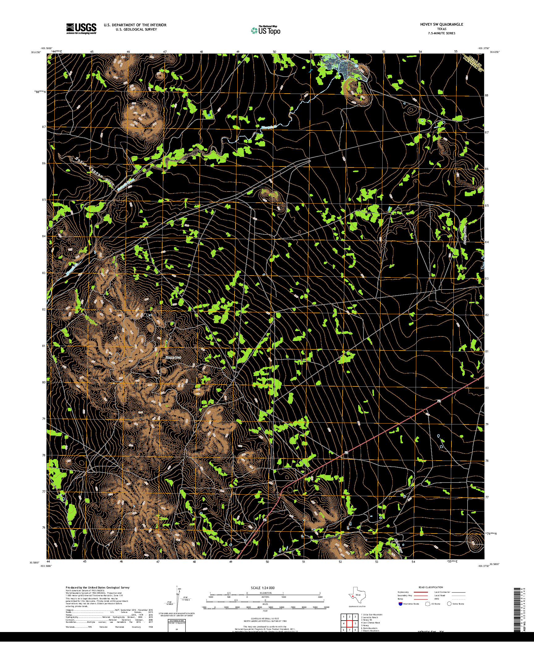 USGS US TOPO 7.5-MINUTE MAP FOR HOVEY SW, TX 2019