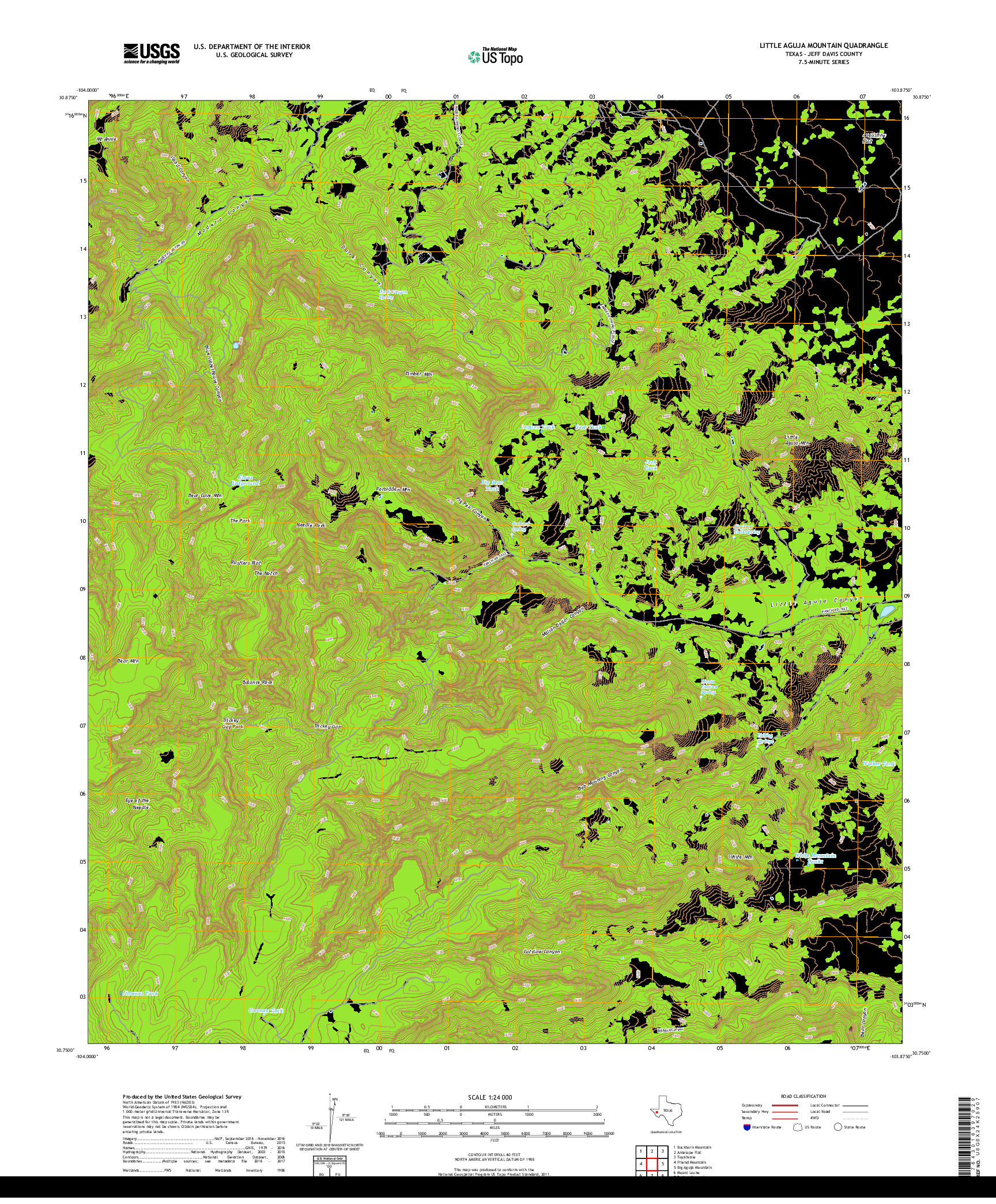 USGS US TOPO 7.5-MINUTE MAP FOR LITTLE AGUJA MOUNTAIN, TX 2019