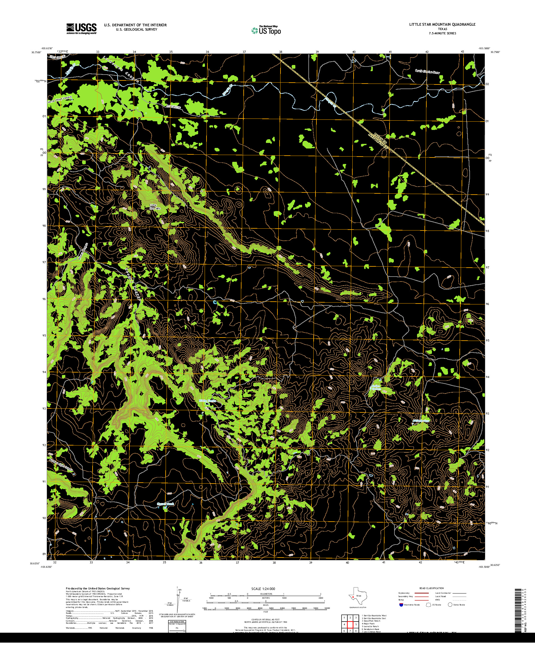 USGS US TOPO 7.5-MINUTE MAP FOR LITTLE STAR MOUNTAIN, TX 2019