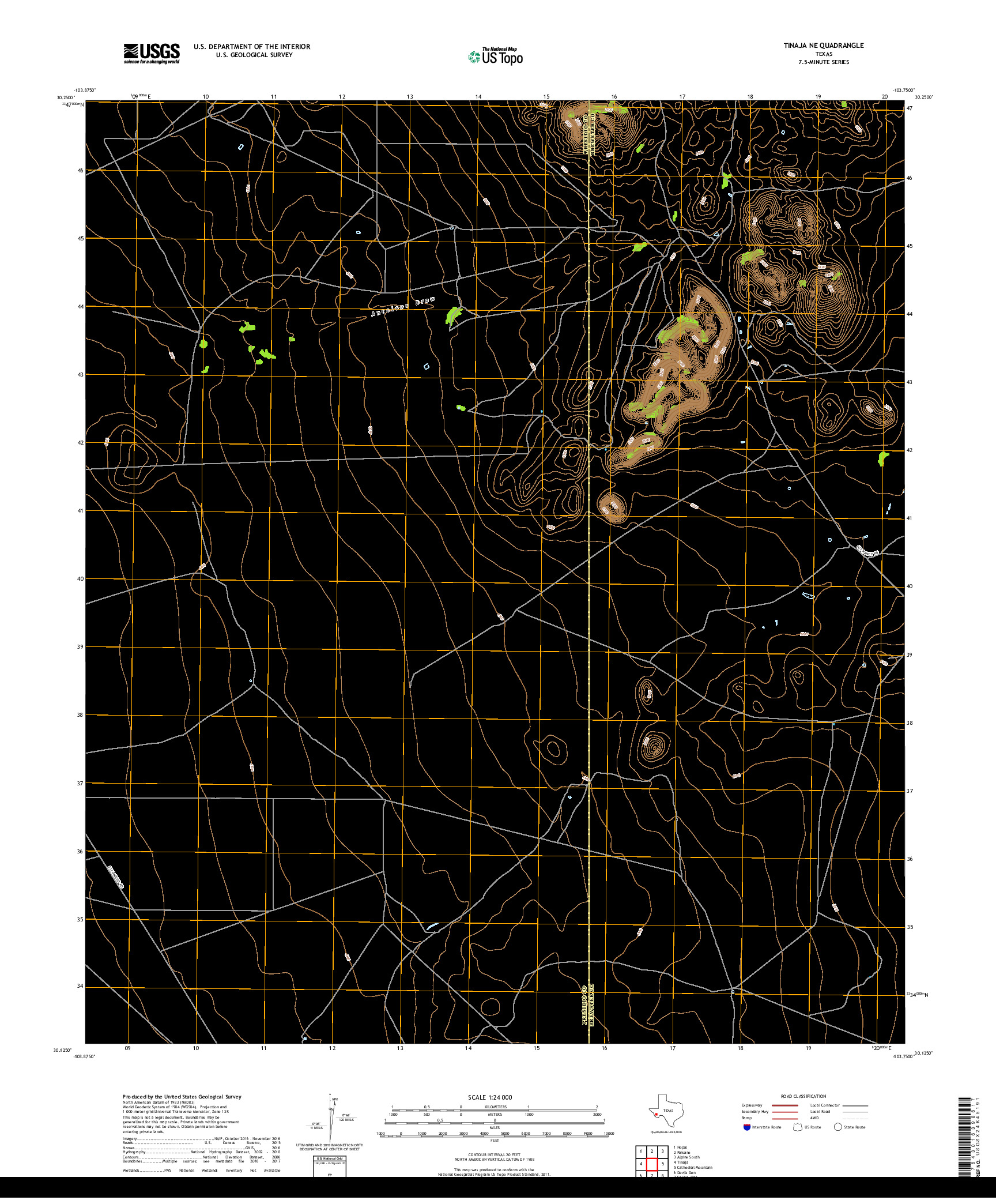 USGS US TOPO 7.5-MINUTE MAP FOR TINAJA NE, TX 2019