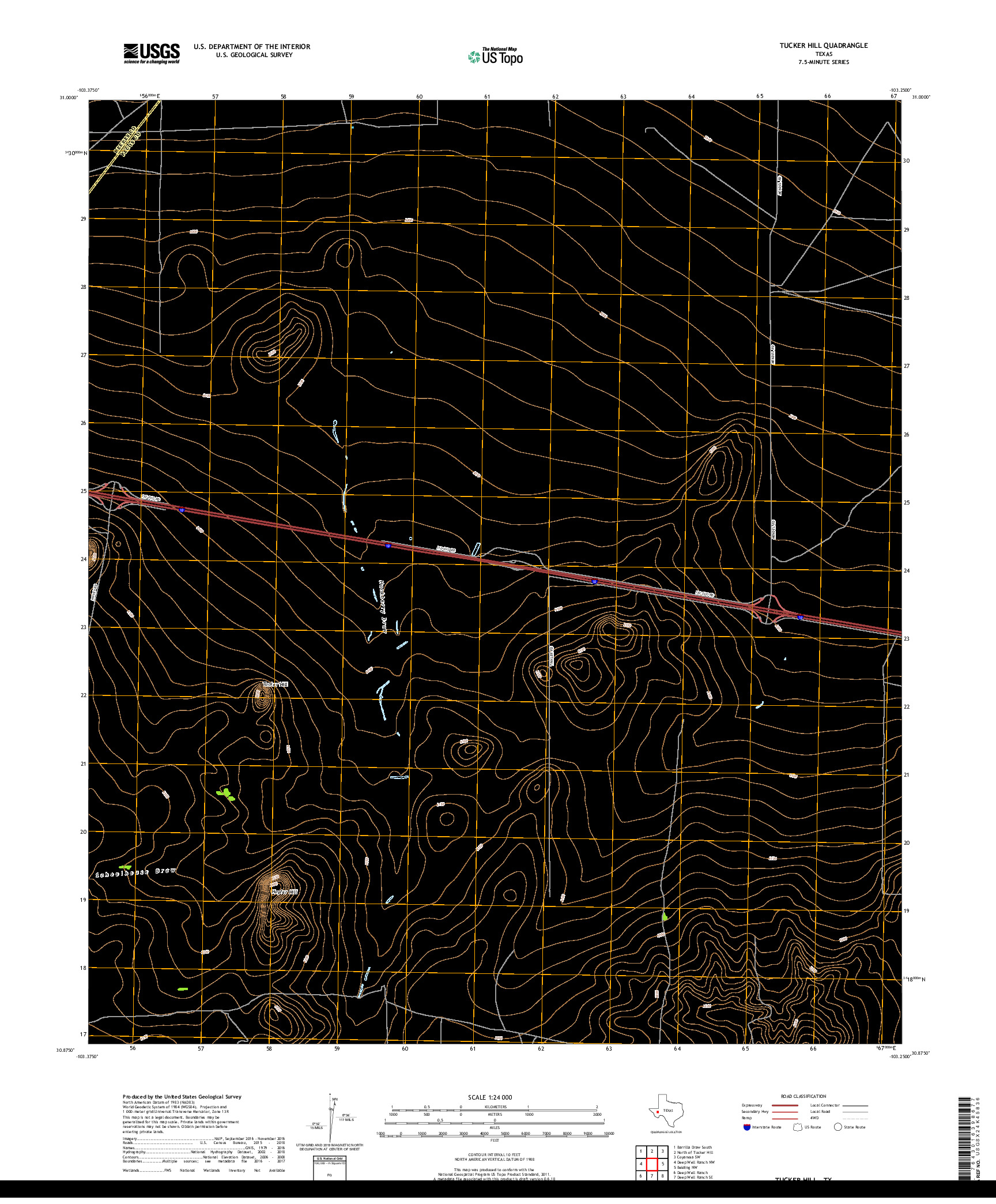 USGS US TOPO 7.5-MINUTE MAP FOR TUCKER HILL, TX 2019