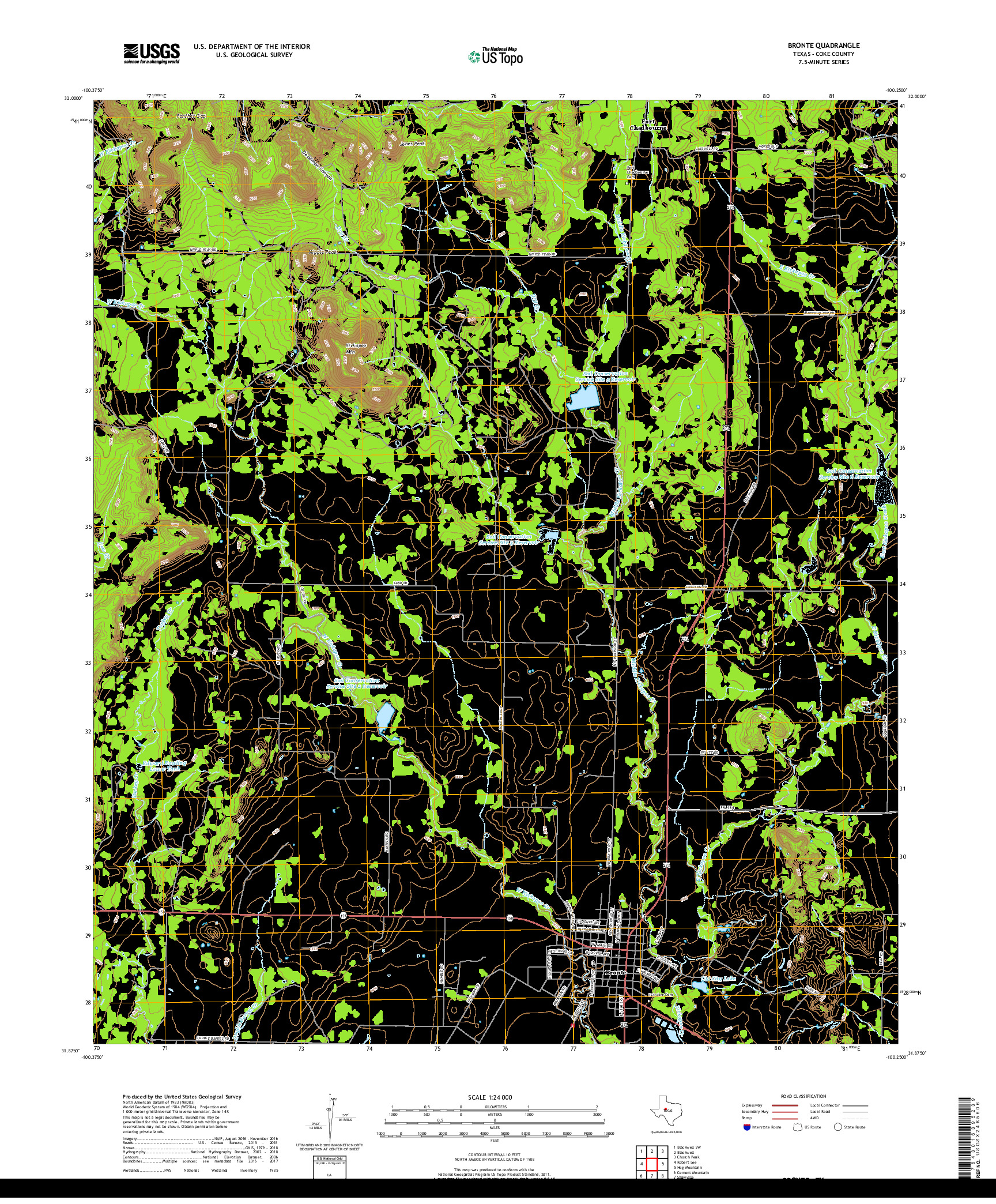 USGS US TOPO 7.5-MINUTE MAP FOR BRONTE, TX 2019