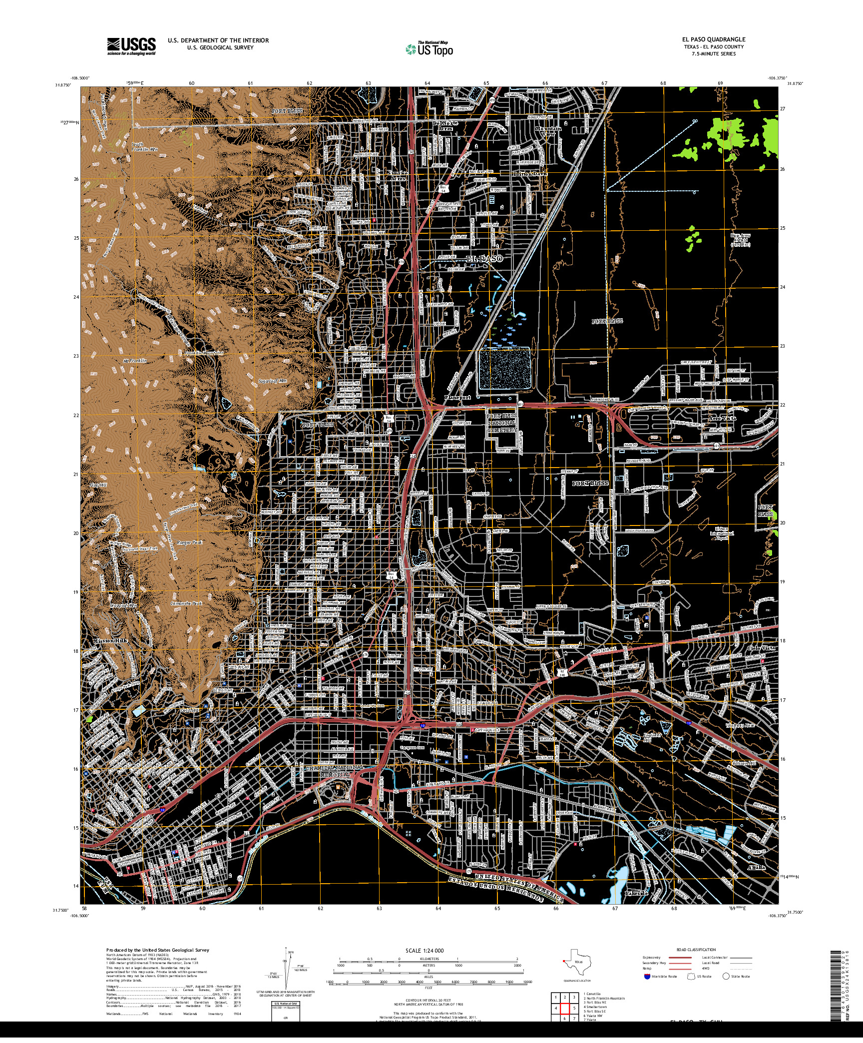 USGS US TOPO 7.5-MINUTE MAP FOR EL PASO, TX,CHH 2019